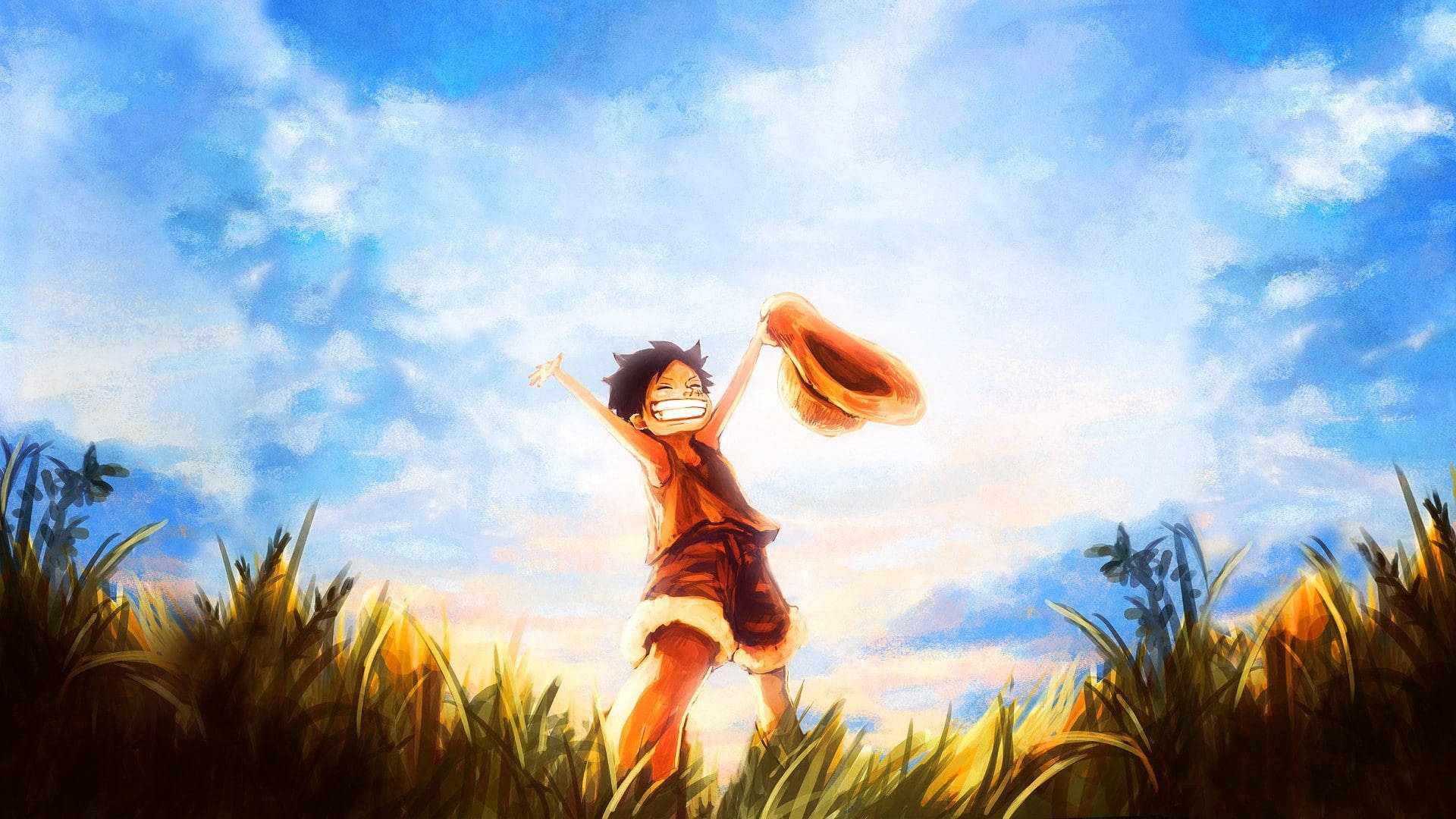 Anime Boys Cute Happy Luffy Background