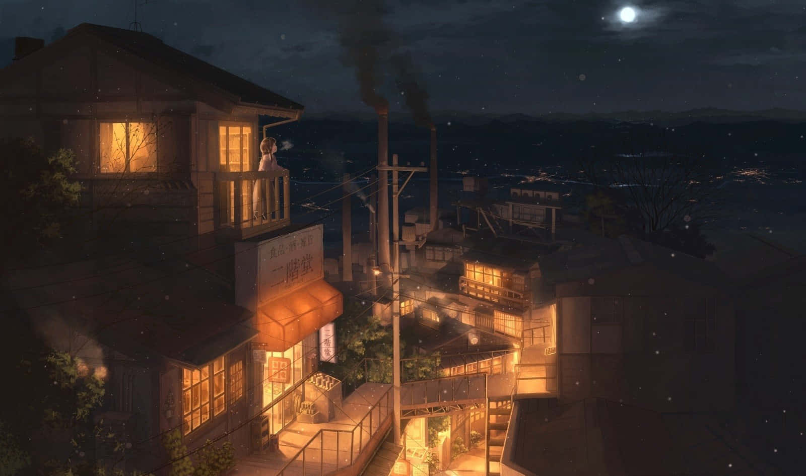 Anime Building Traditional Japanese Houses Background