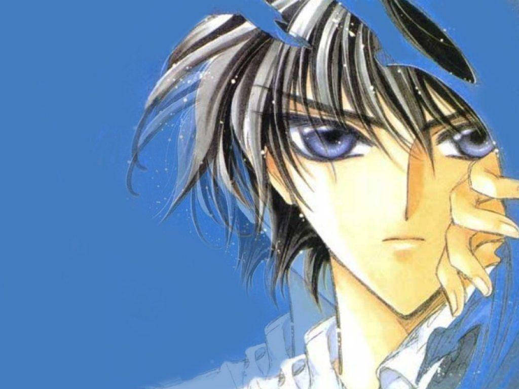 Anime Cartoon Boy Blue Background Background