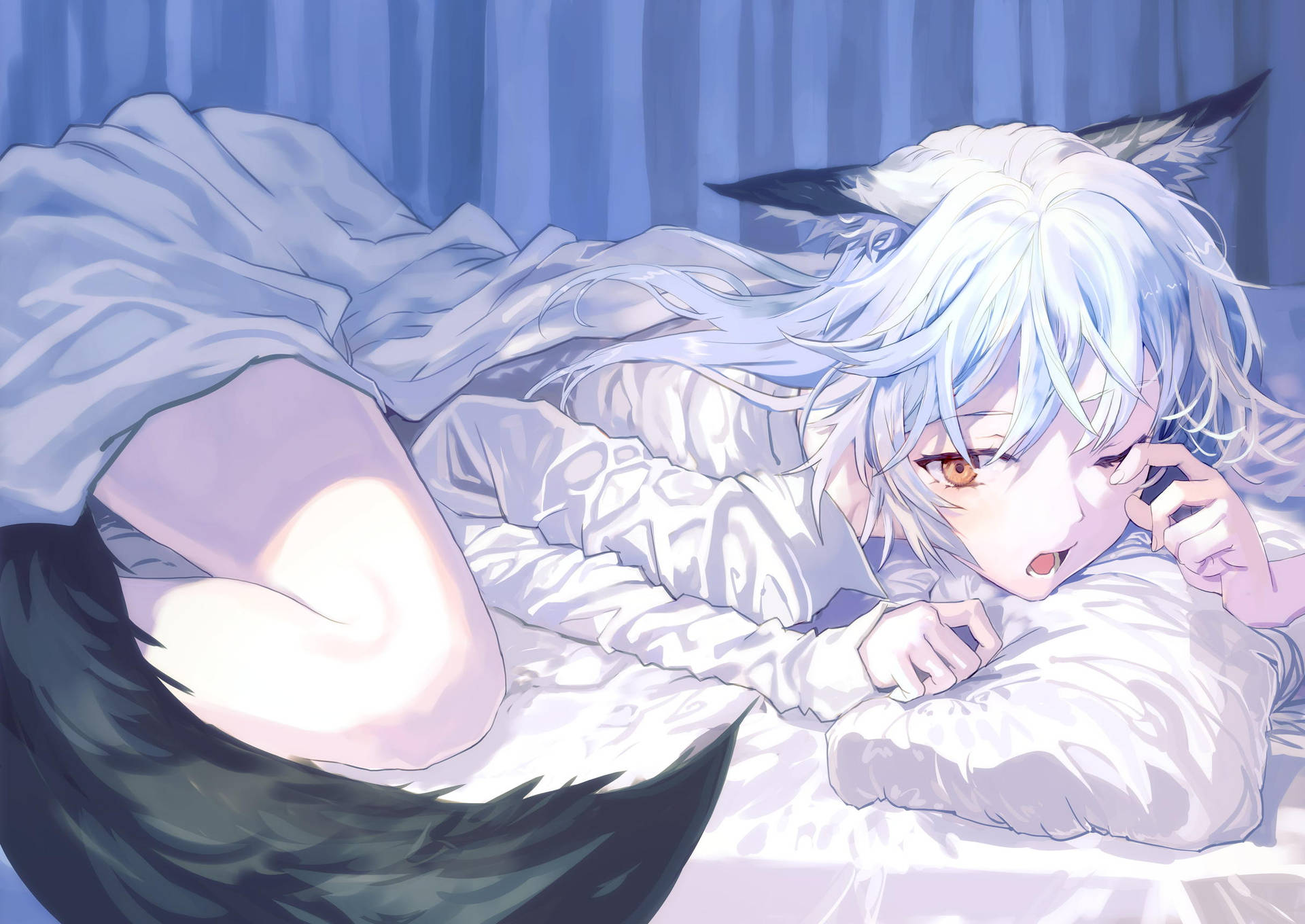 Anime Cat Girl In Bed