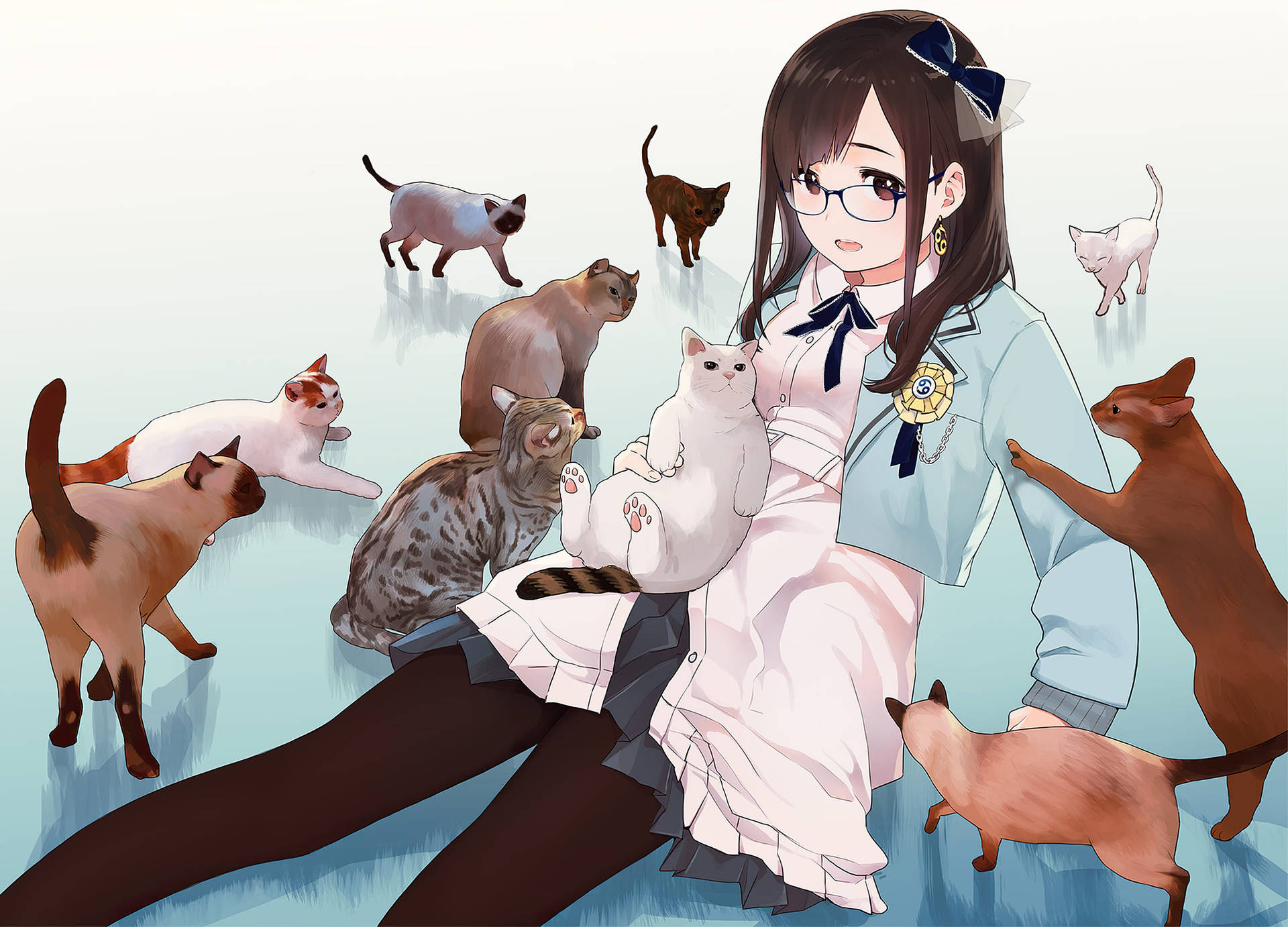 Anime Cats And Girl In Uniform