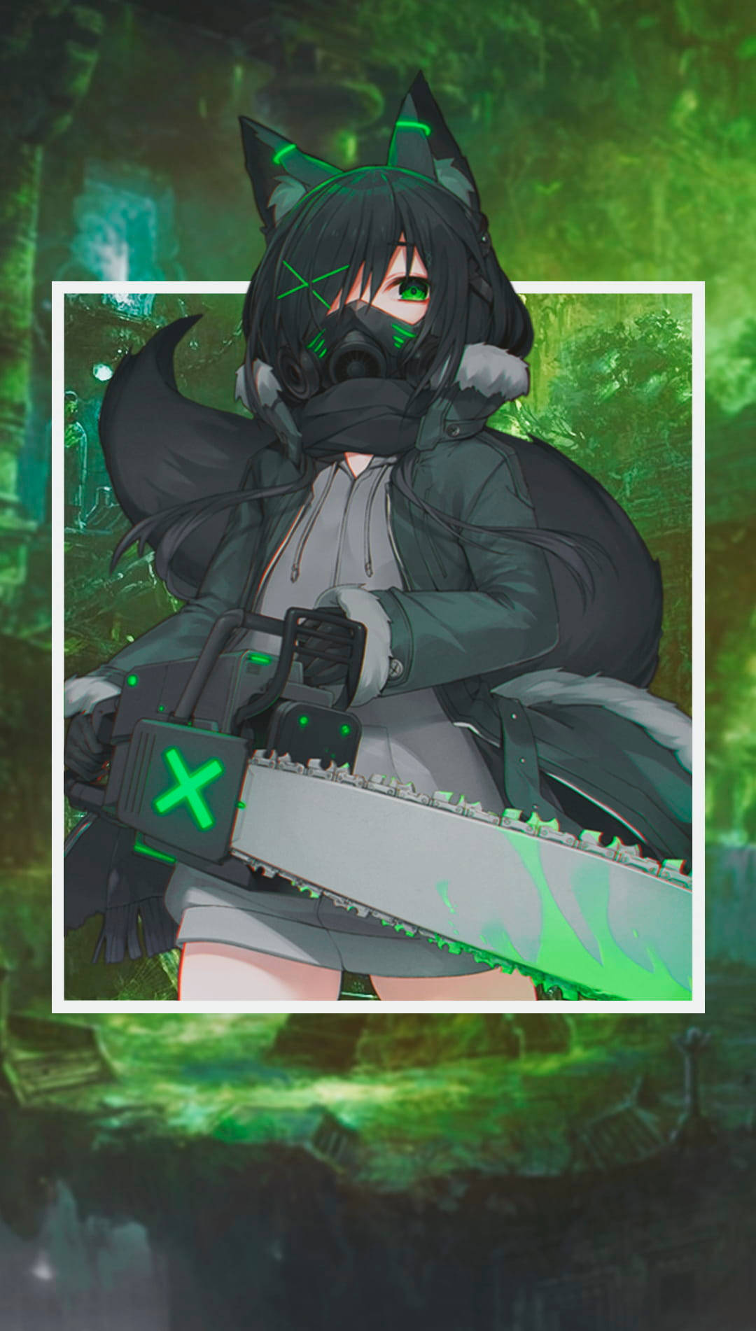 Anime Chainsaw Girl Green Anime Aesthetic Background