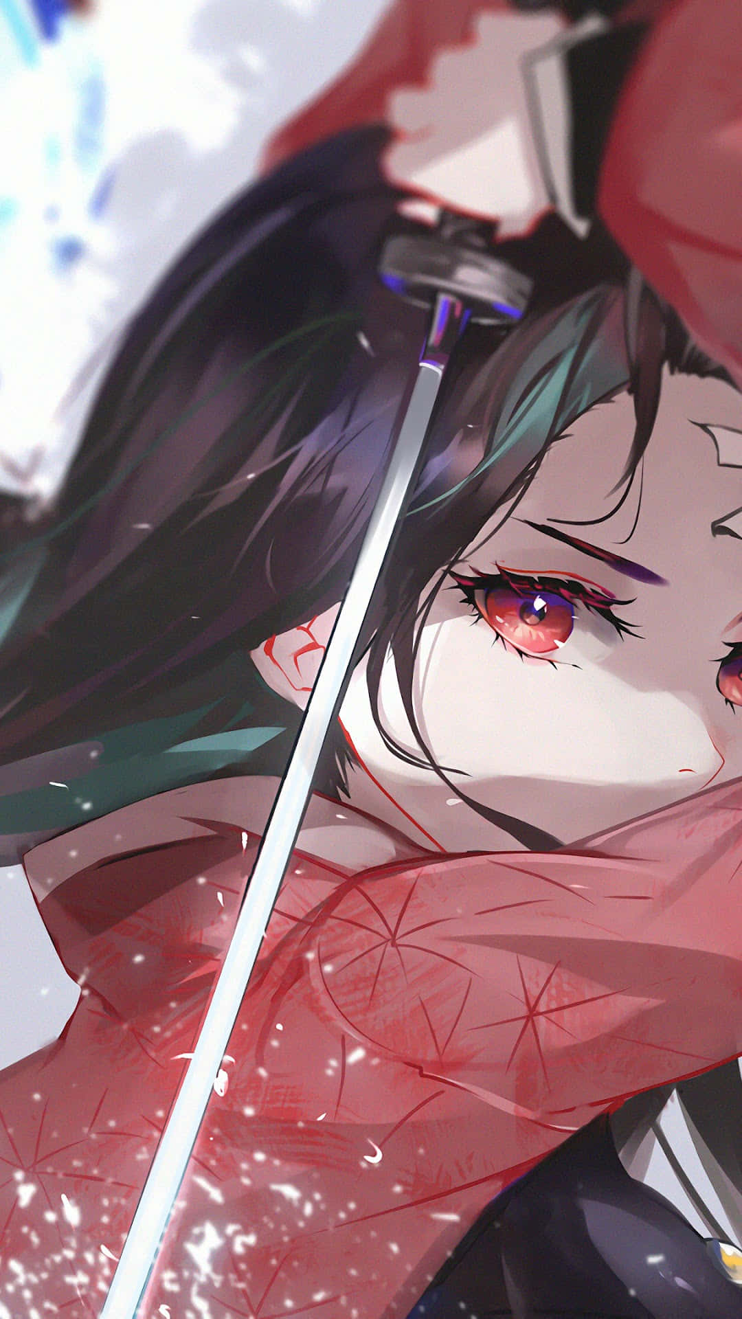 Anime Character Cute Nezuko Kamado With Samurai