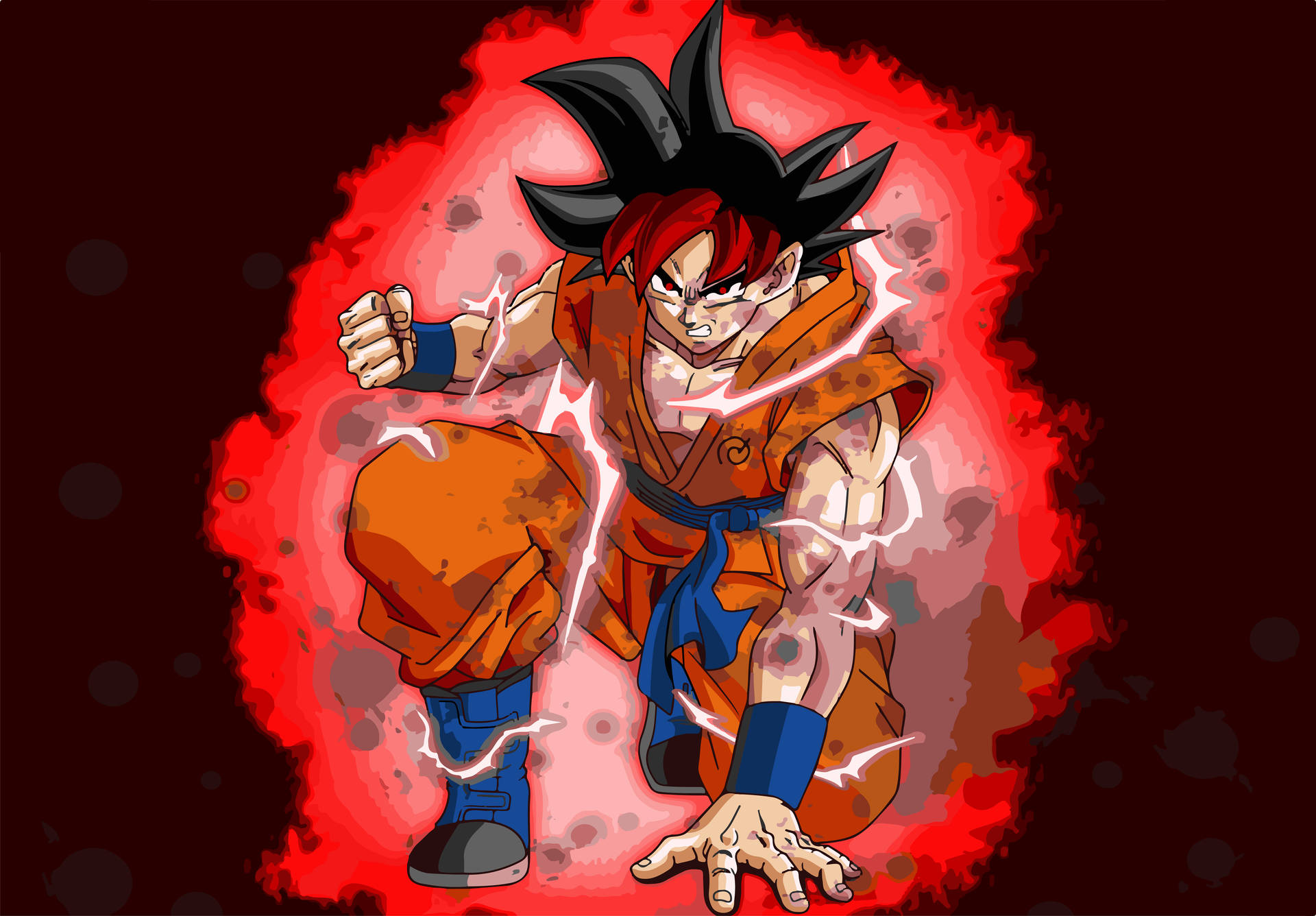 Anime Character Goku In Kaioken Aura