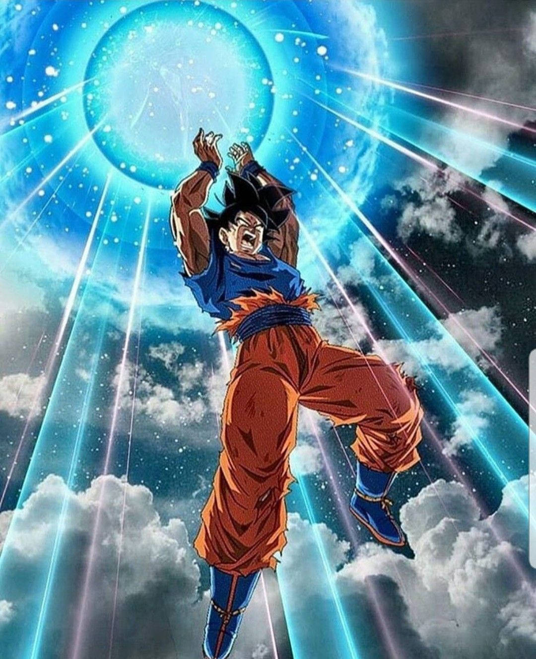 Anime Character Goku With Spirit Bomb Background