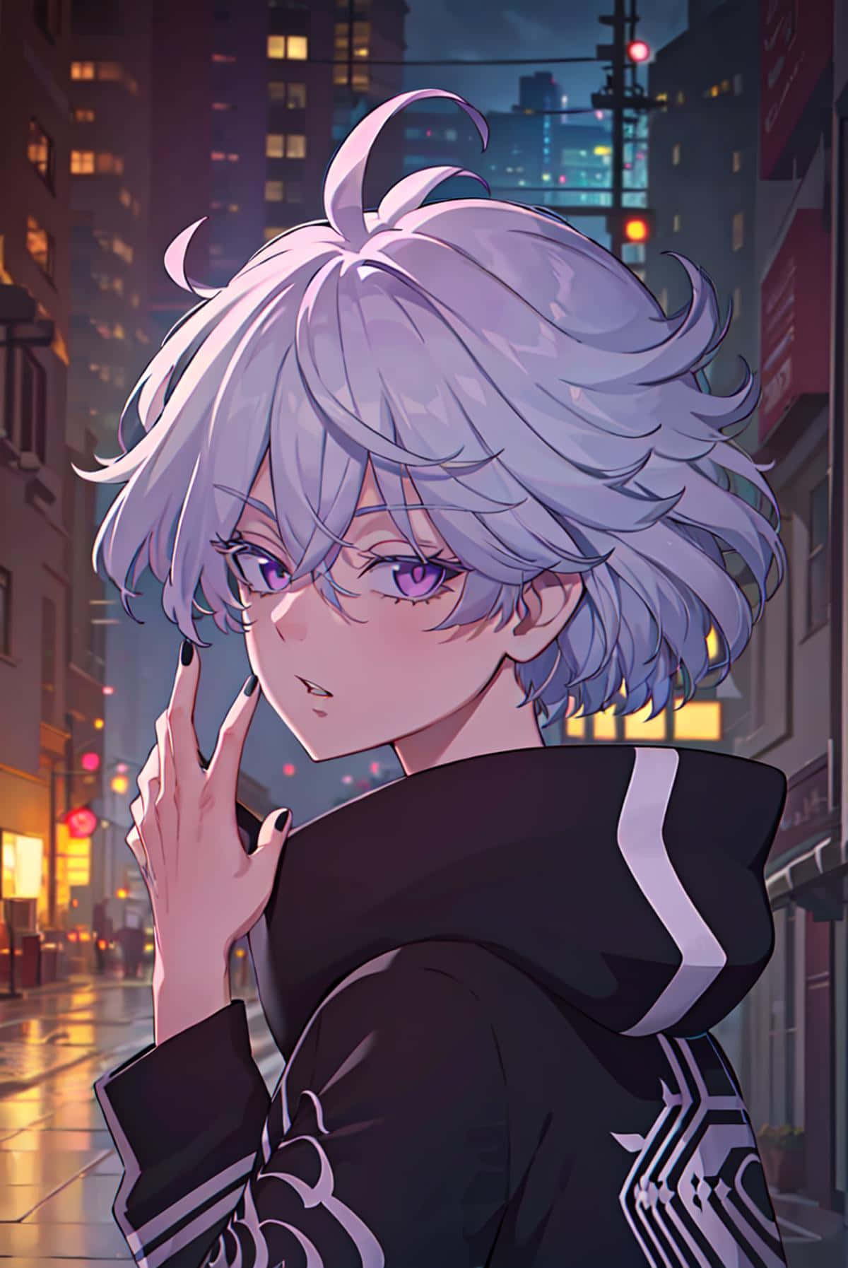 Anime Character Night City Backdrop Background