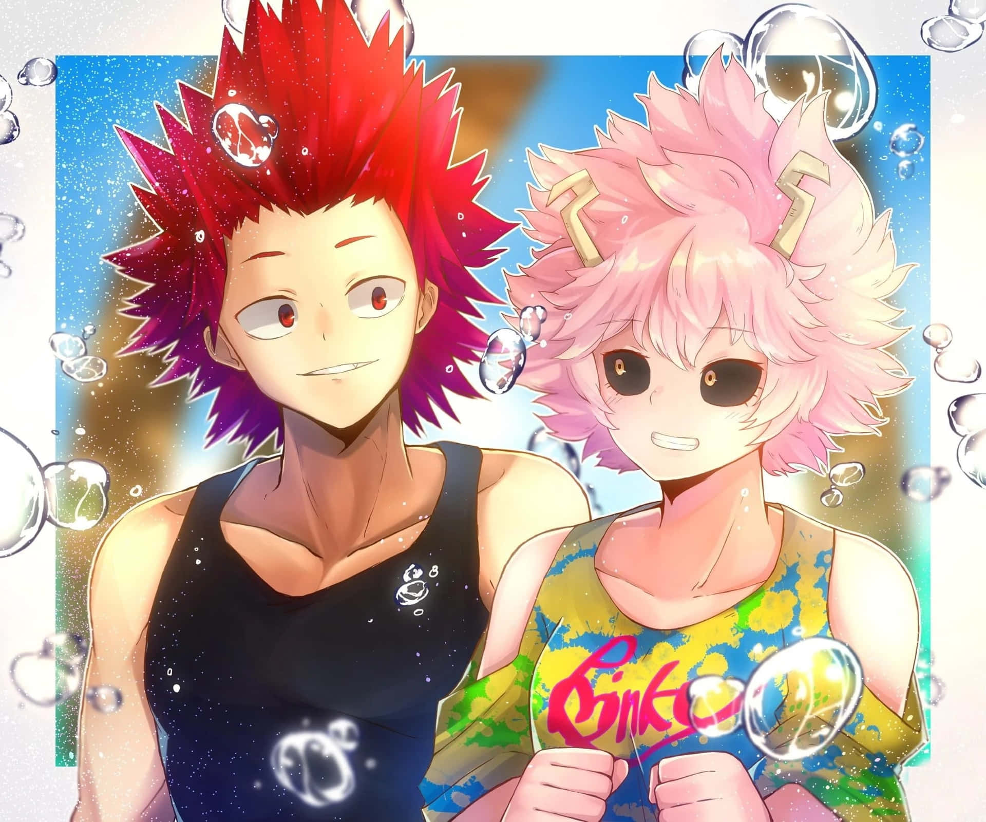 Anime Characters Eijiro Kirishima And Mina Ashido Summer