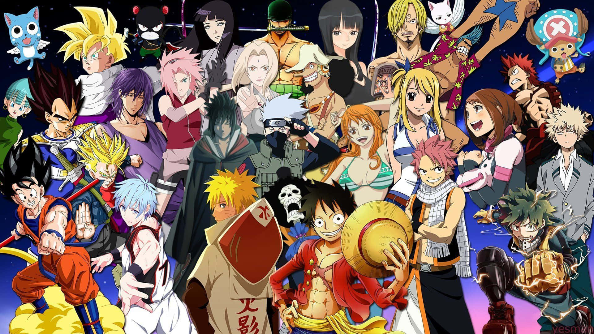 Anime Characters Gathered Together In A Group