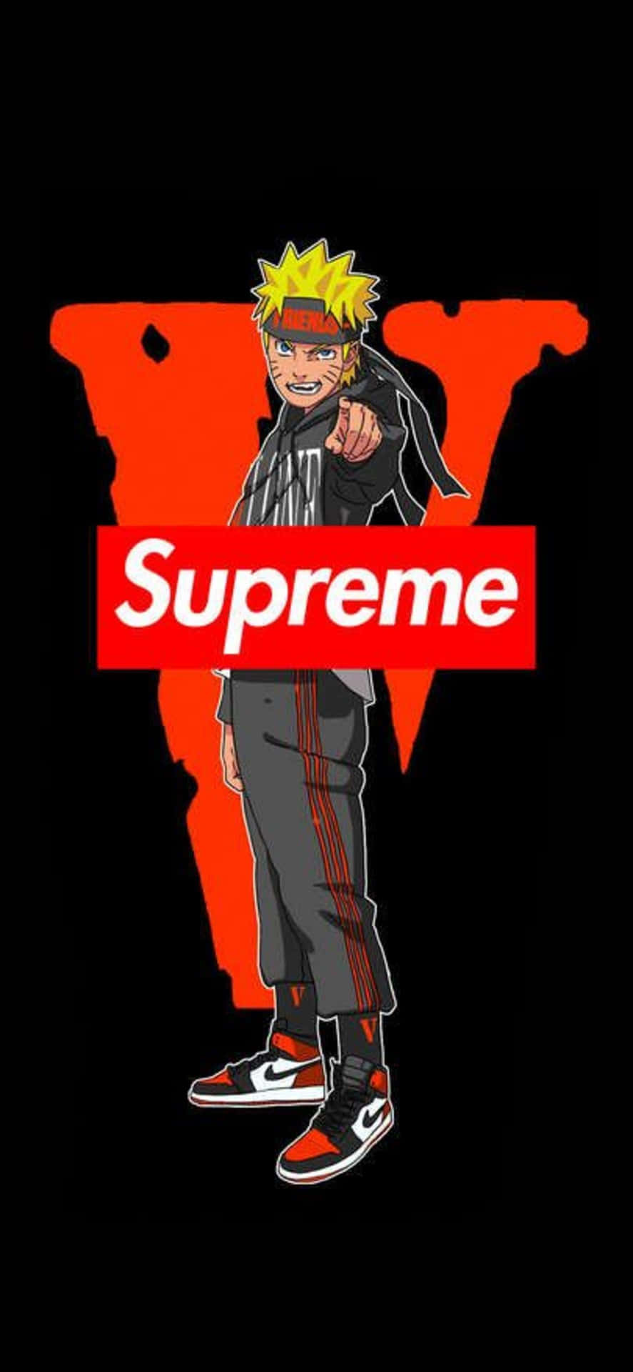 Anime Characters Look Fashionable And Stylish Wearing Streetwear From Supreme. Background