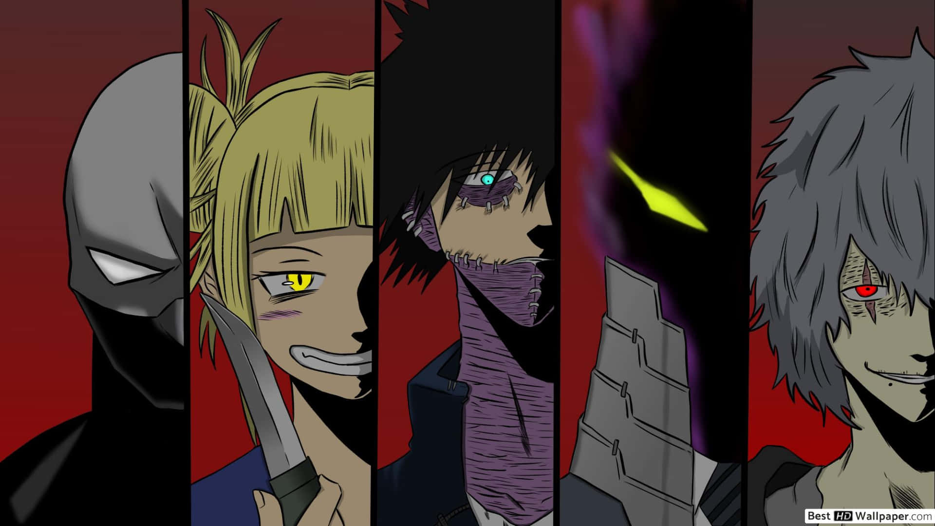 Anime Characters With Different Colors And Faces Background