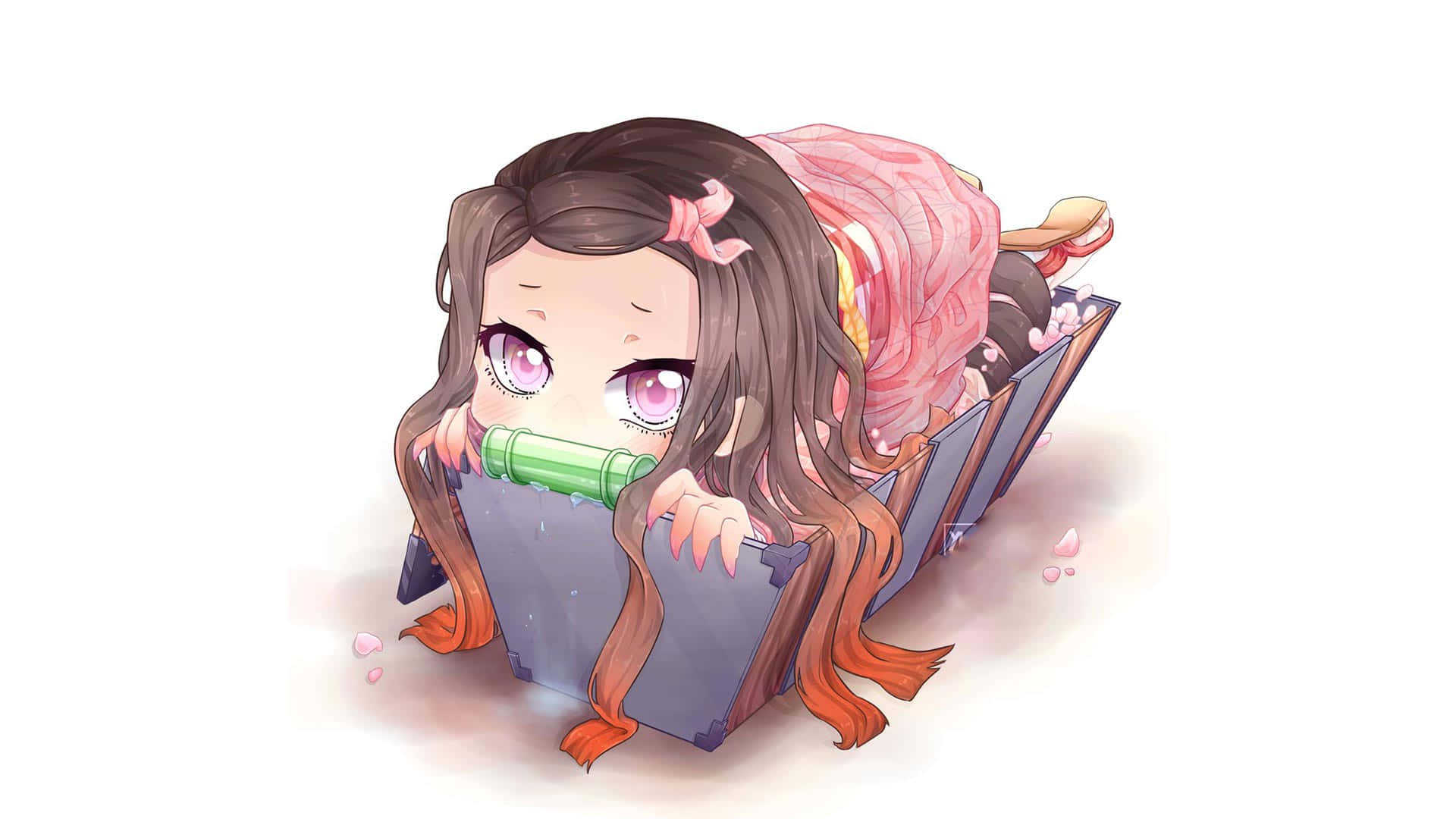 Anime Chibi Character Cute Nezuko Kamado Fan Art Background