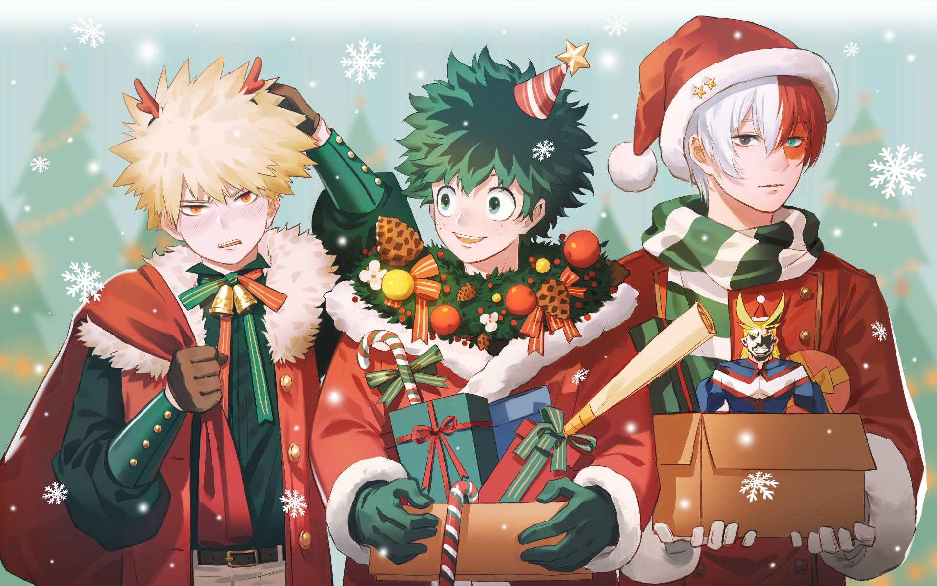 Anime Christmas My Hero Academia Boys Background