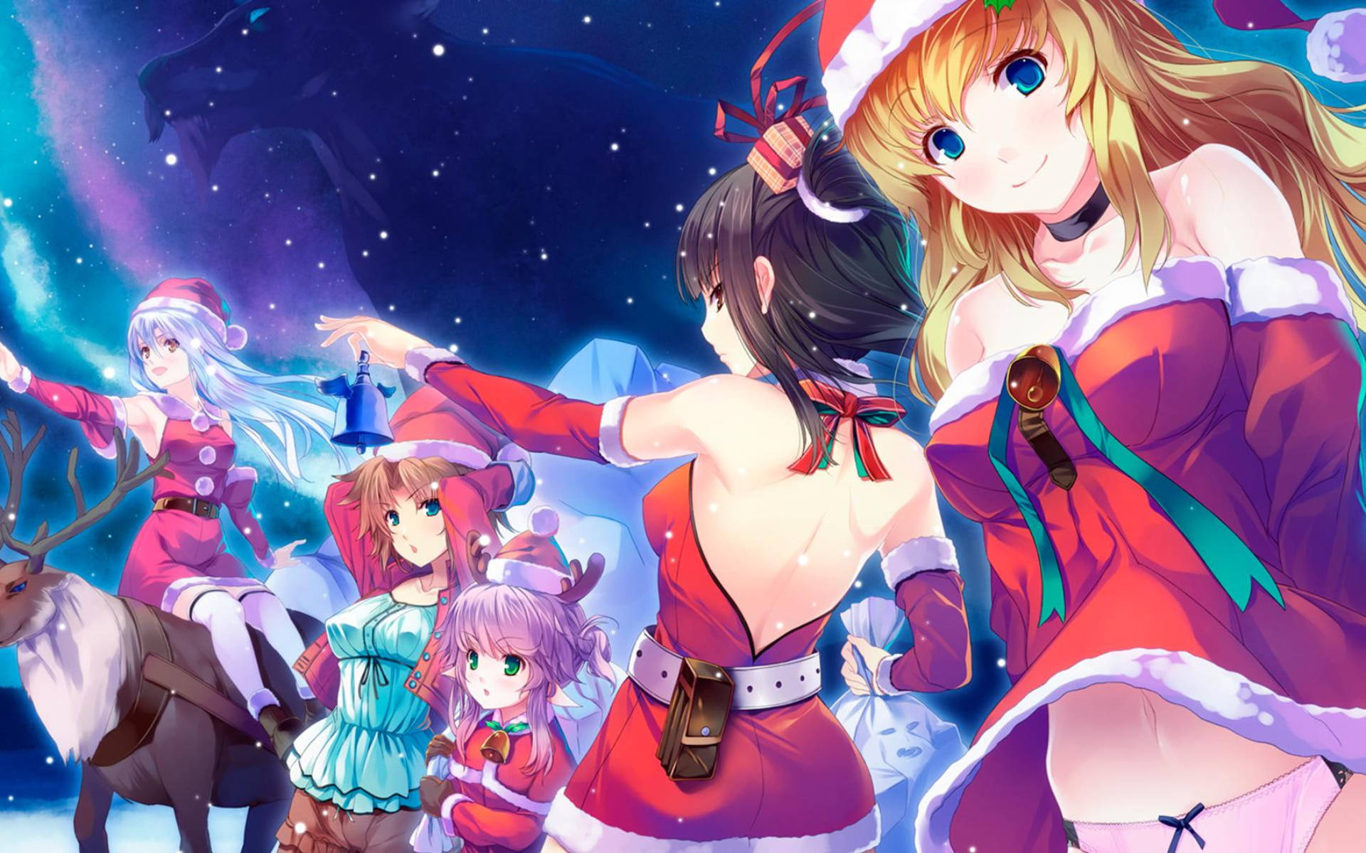 Anime Christmas Santa Manga Girl Background