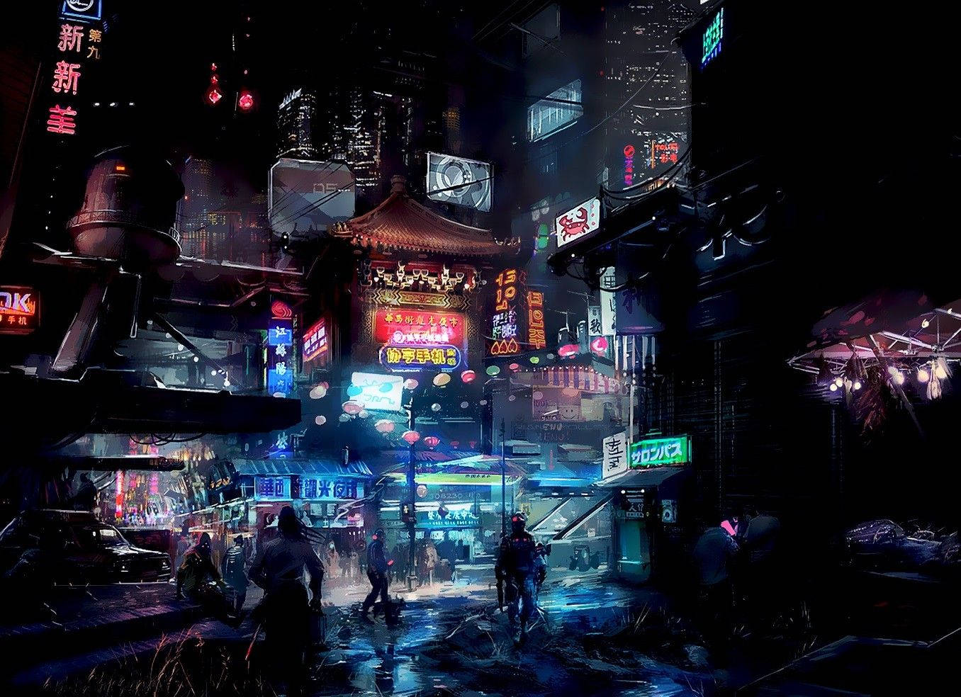 Anime City Night Background