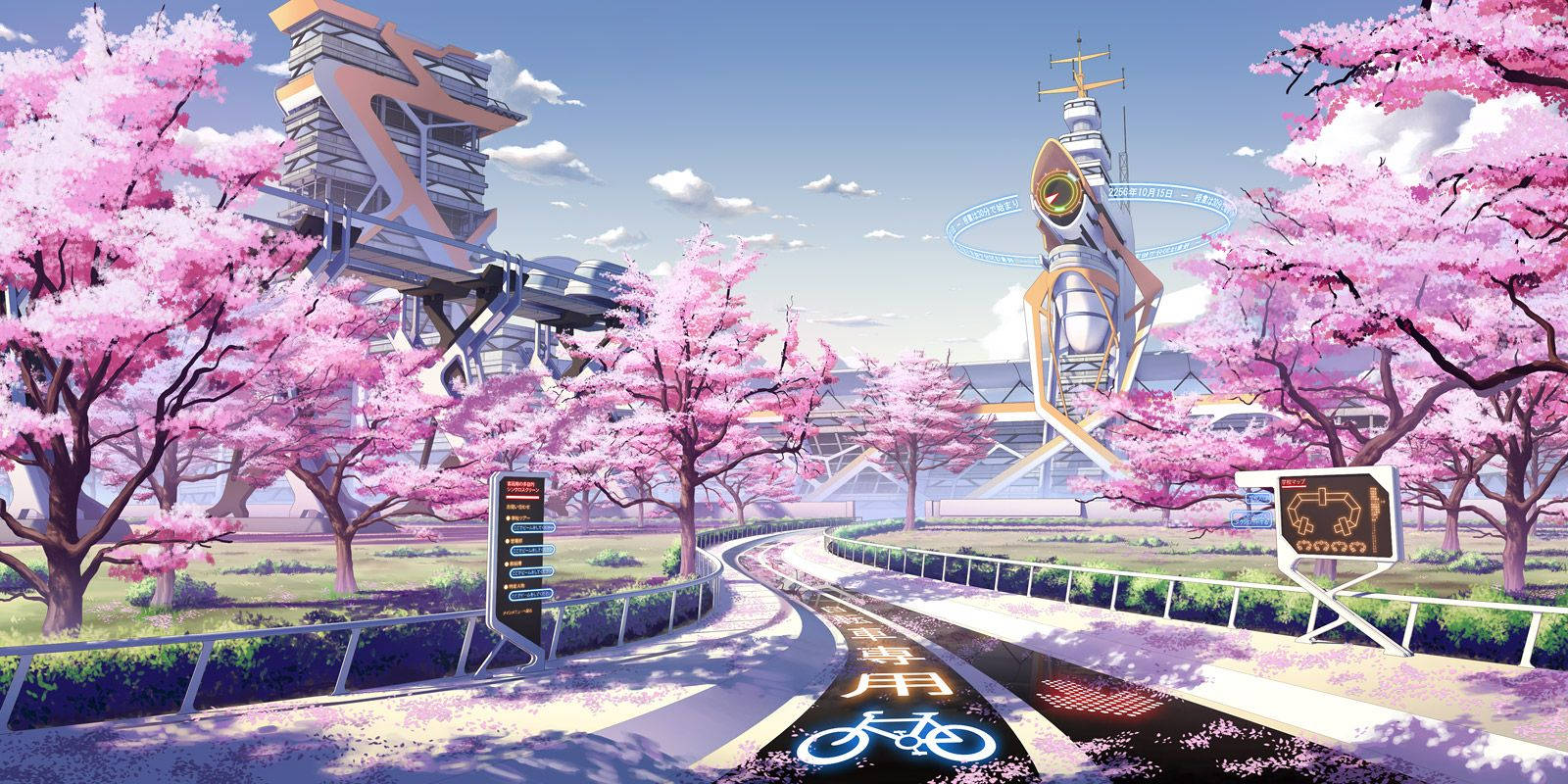 Anime City Spring Background