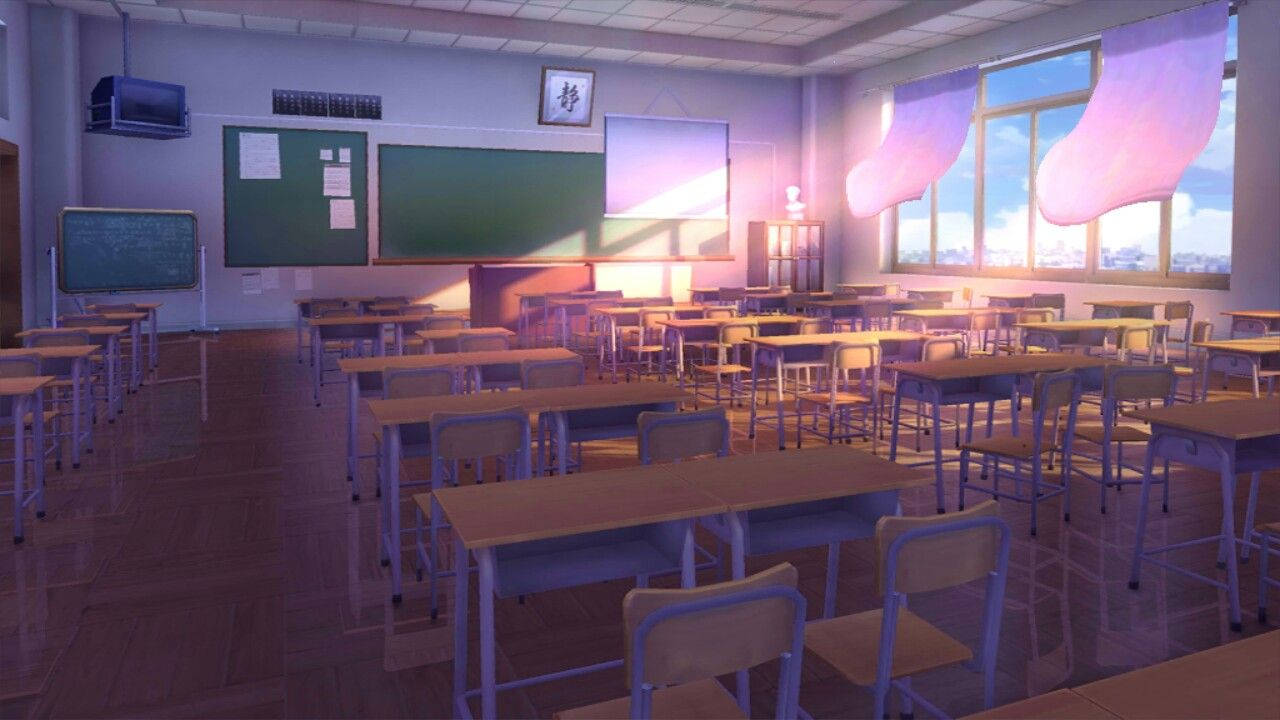 Anime Classroom Flowing Curtains