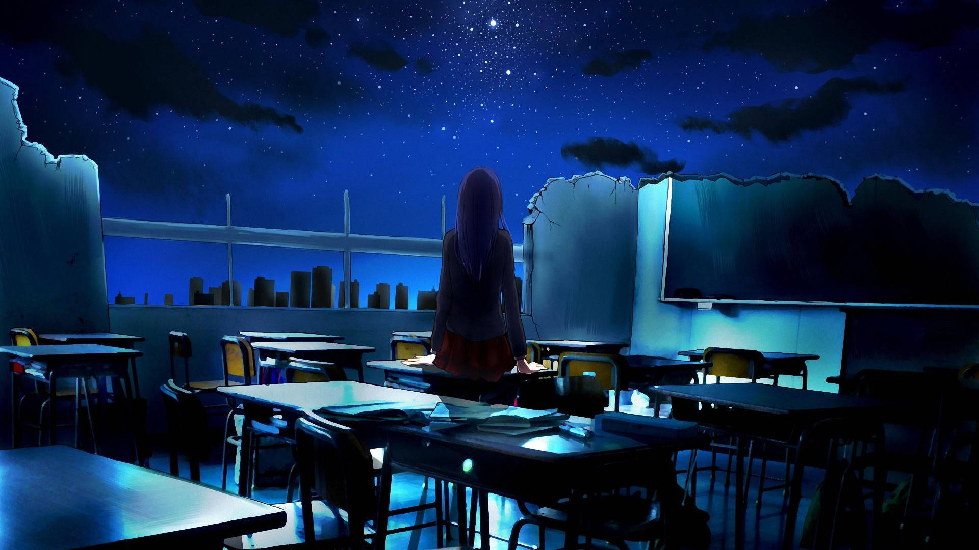 Anime Classroom In Destroyed Building