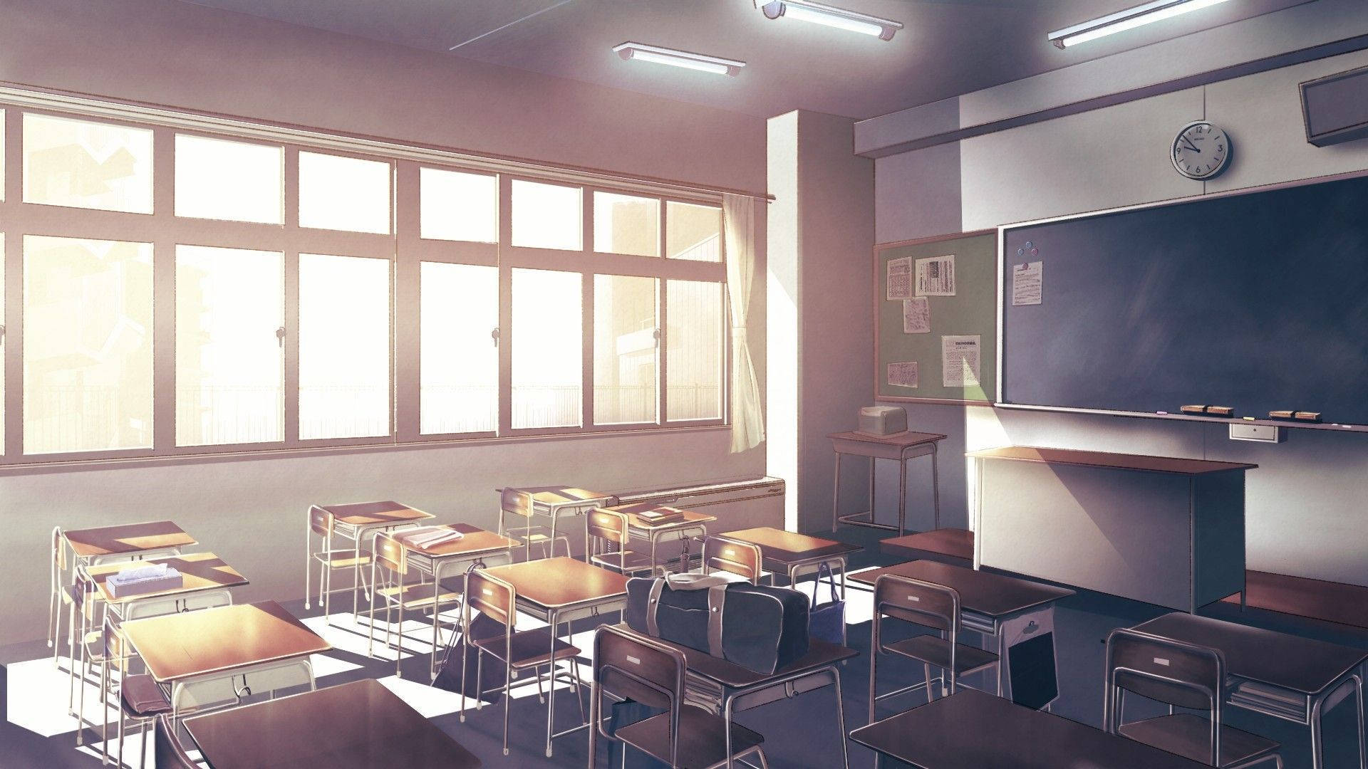 Anime Classroom With Beautiful Lighting