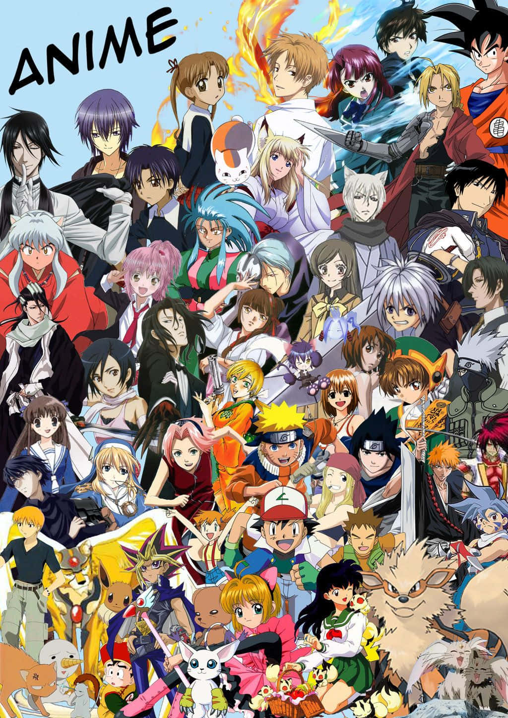 Anime Collage: A Blend Of Popular Characters Background