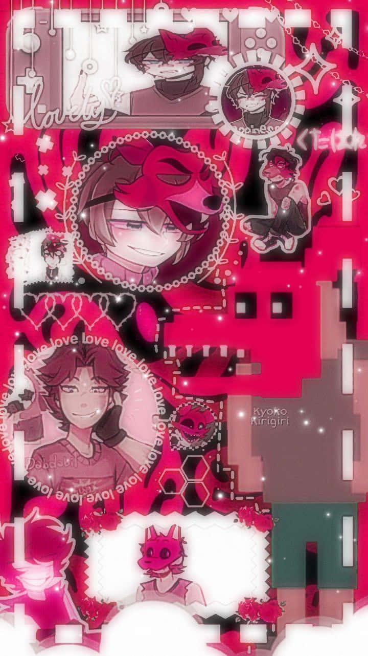 Anime Collage Aesthetic Pink Theme Background