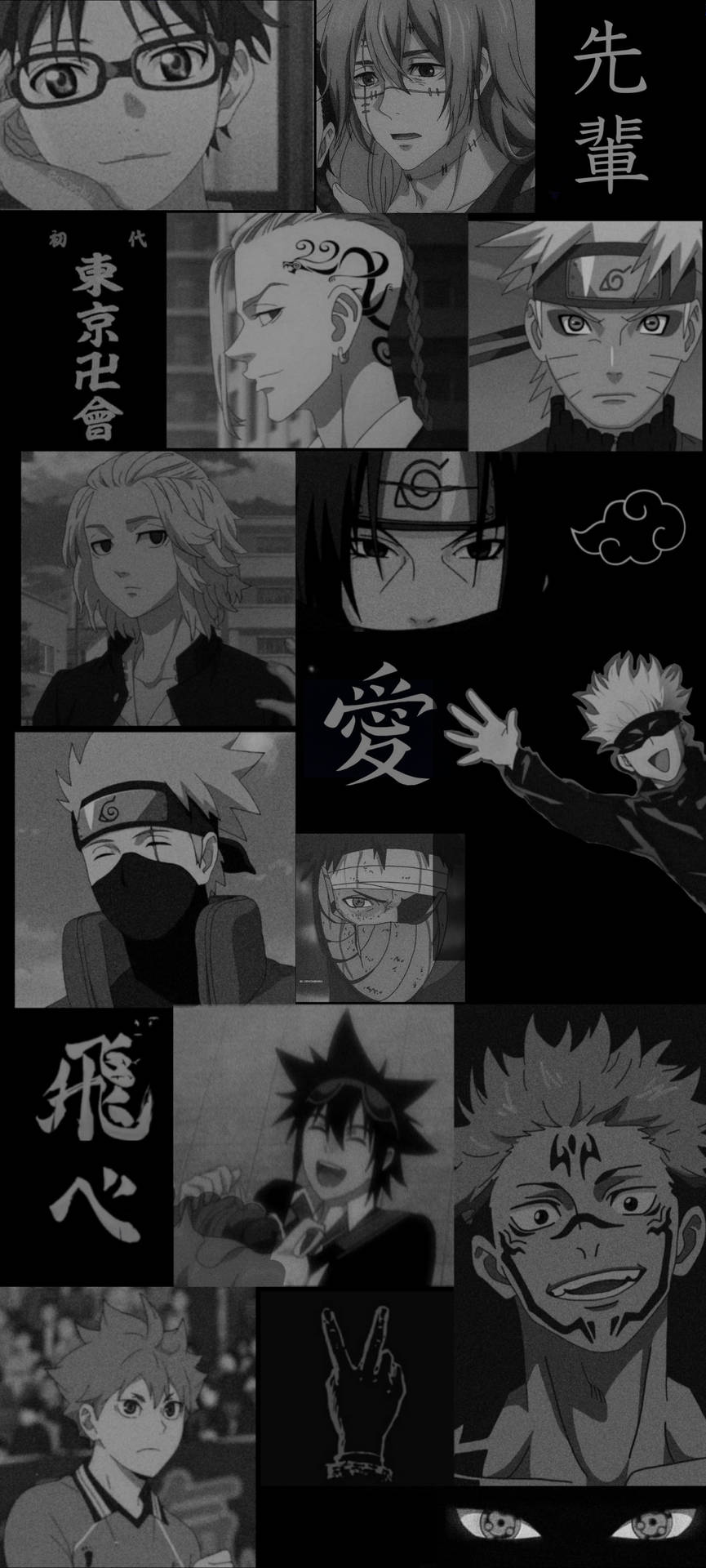 Anime Collage Black And White Pfp Background