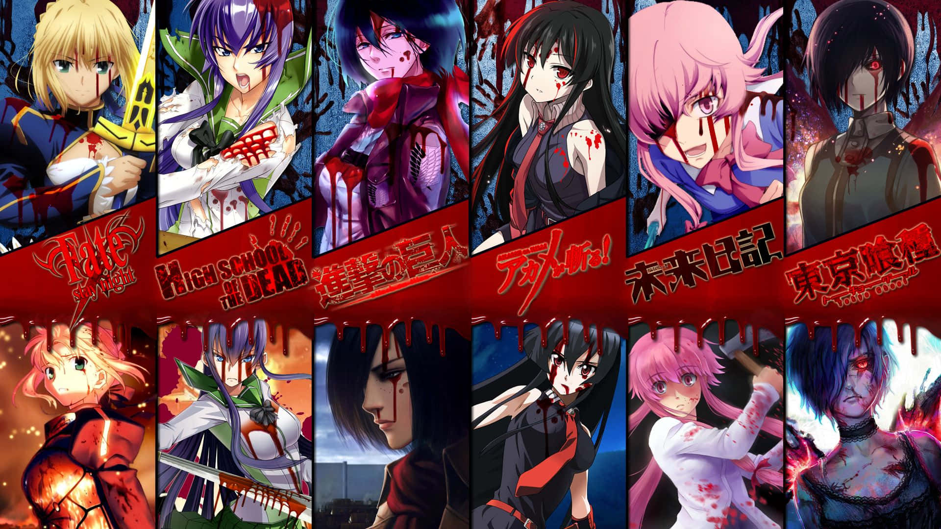 Anime Collage Featuring Iconic Characters From Various Series Background