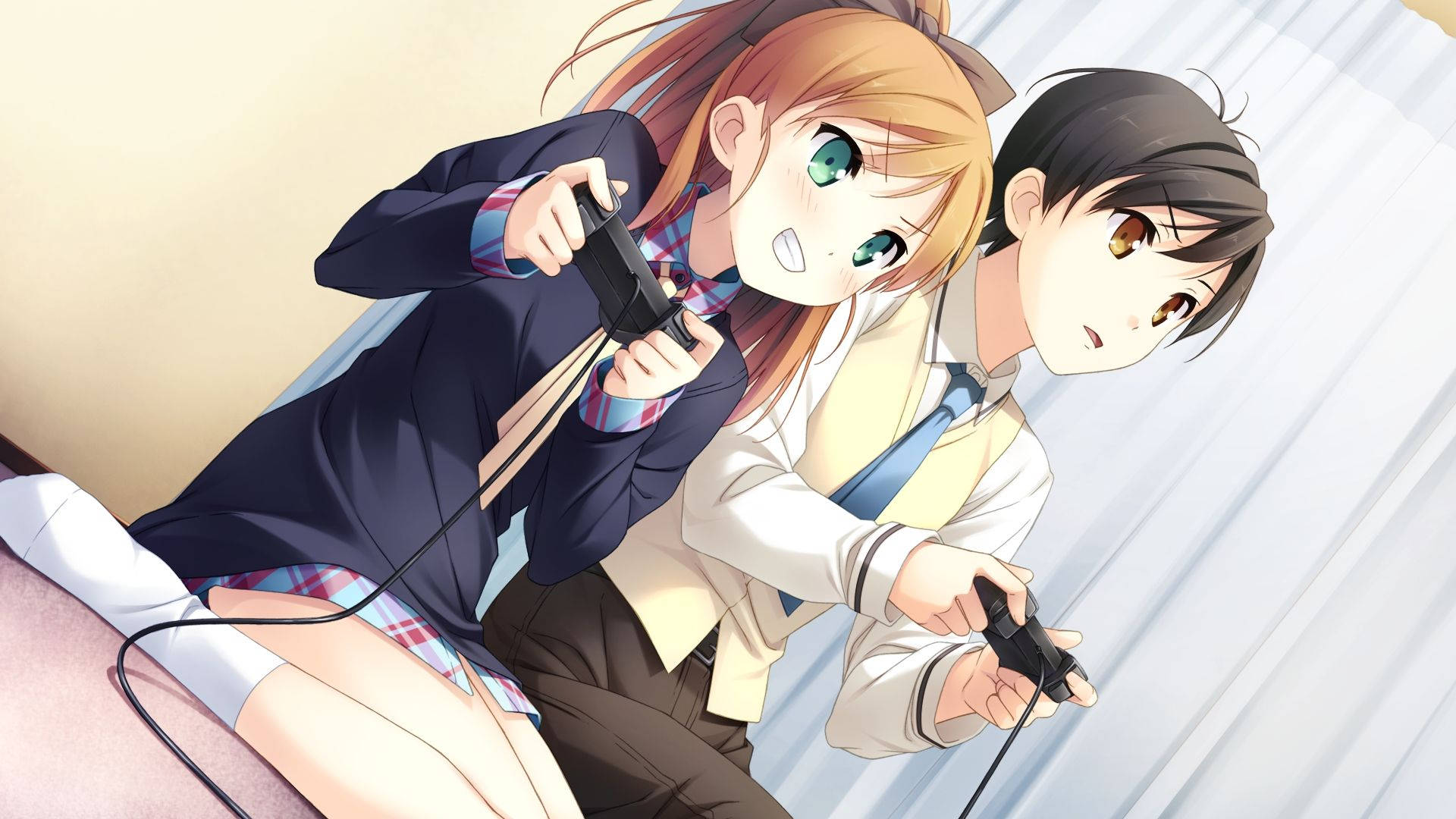 Anime Couple Gaming Time Background