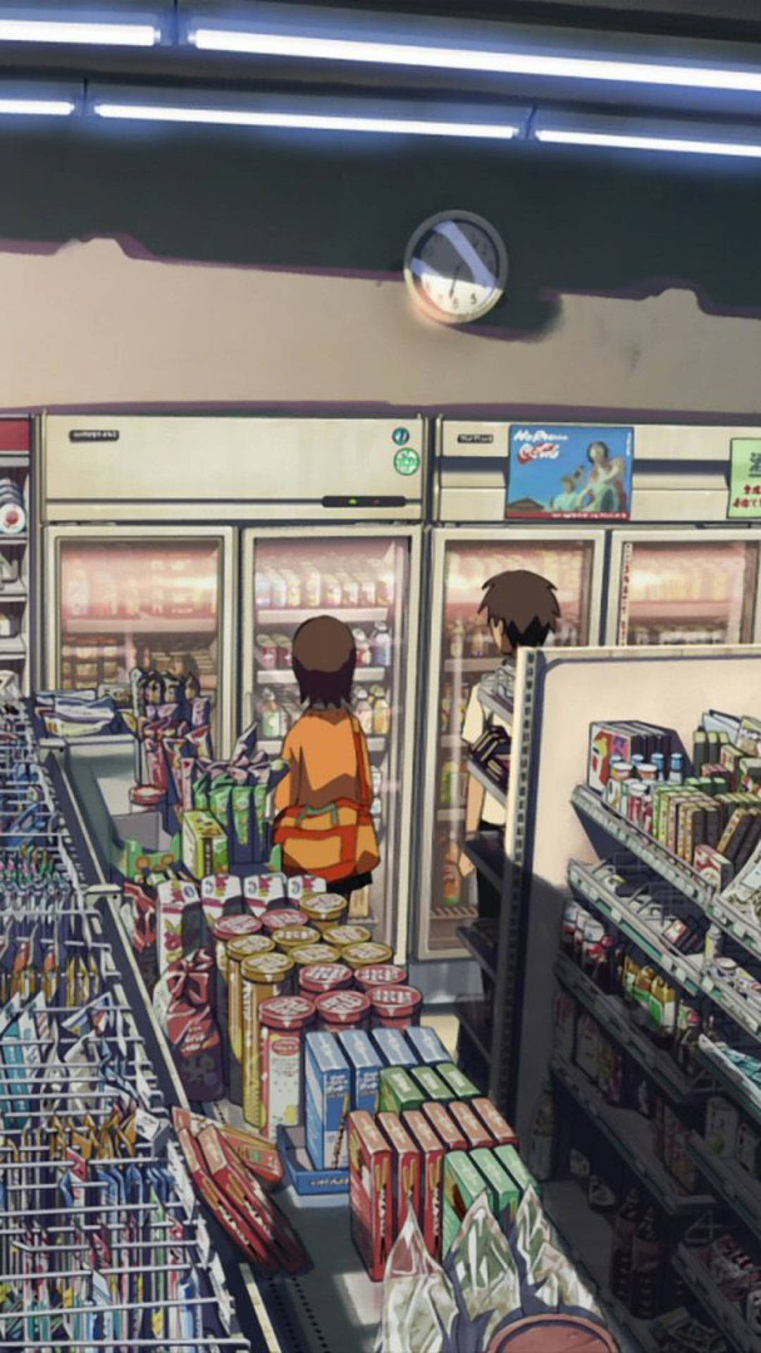 Anime Couple In Convenience Store Background