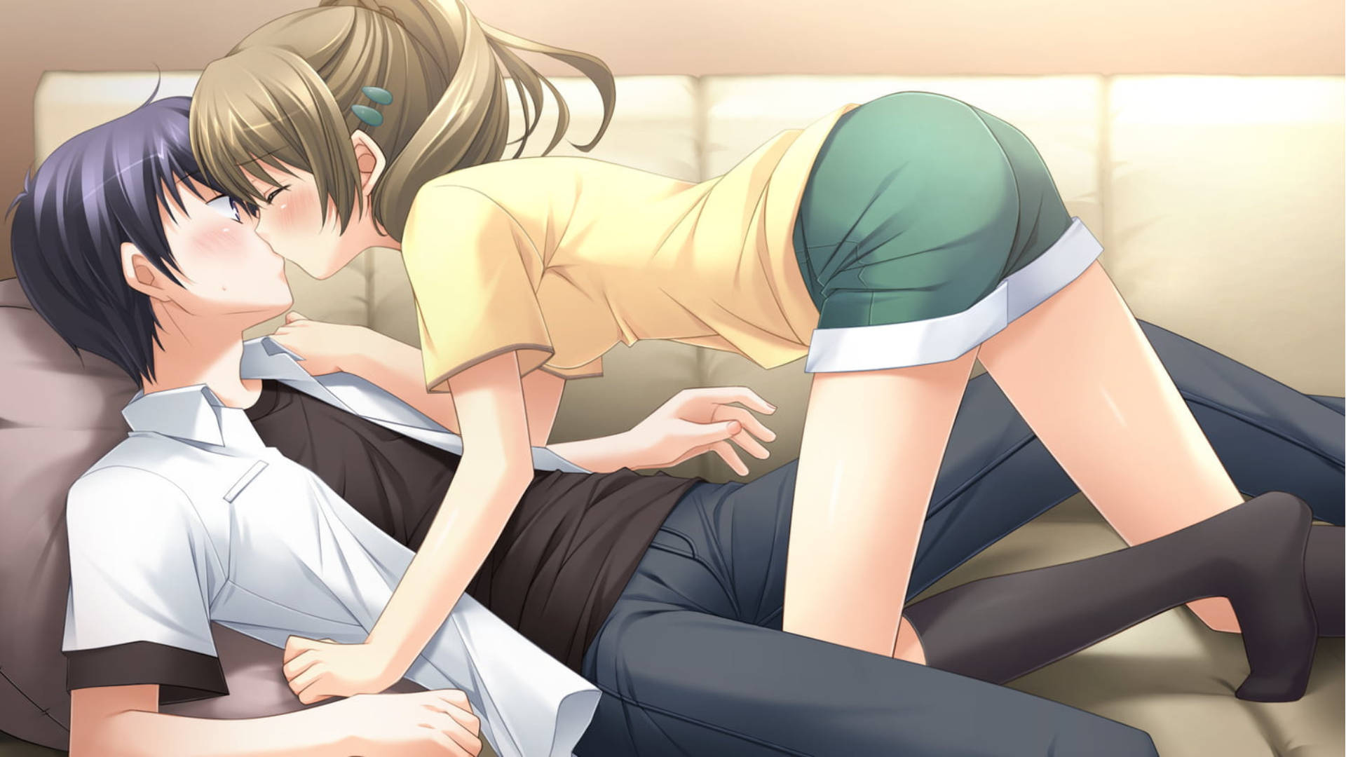 Anime Couple Kiss On A Couch