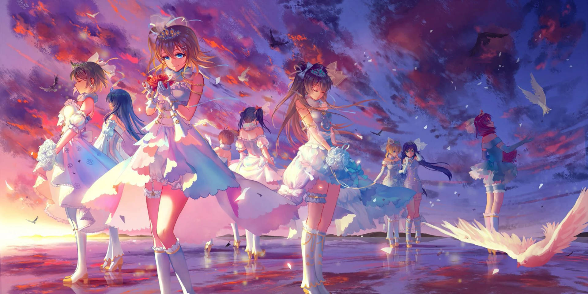Anime Dance Girl Group Background