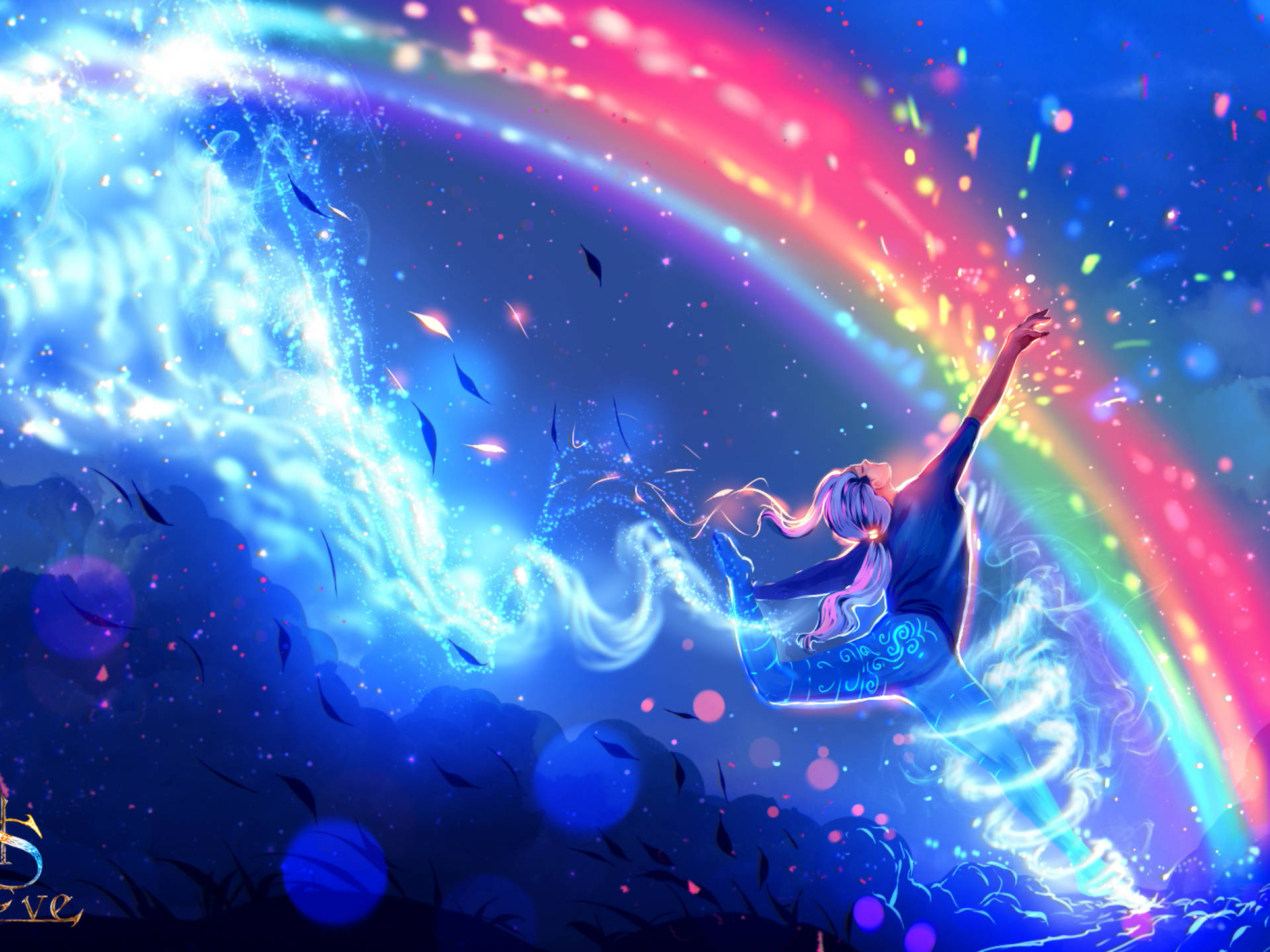 Anime Dance Rainbow Background