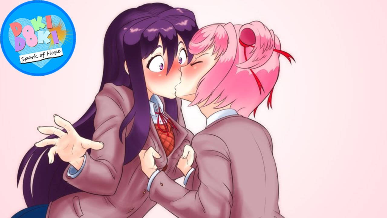 Anime Ddlc Women Kissing Background