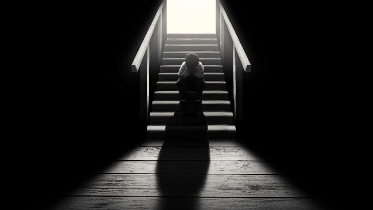 Anime Depression Silhouette On Stairs