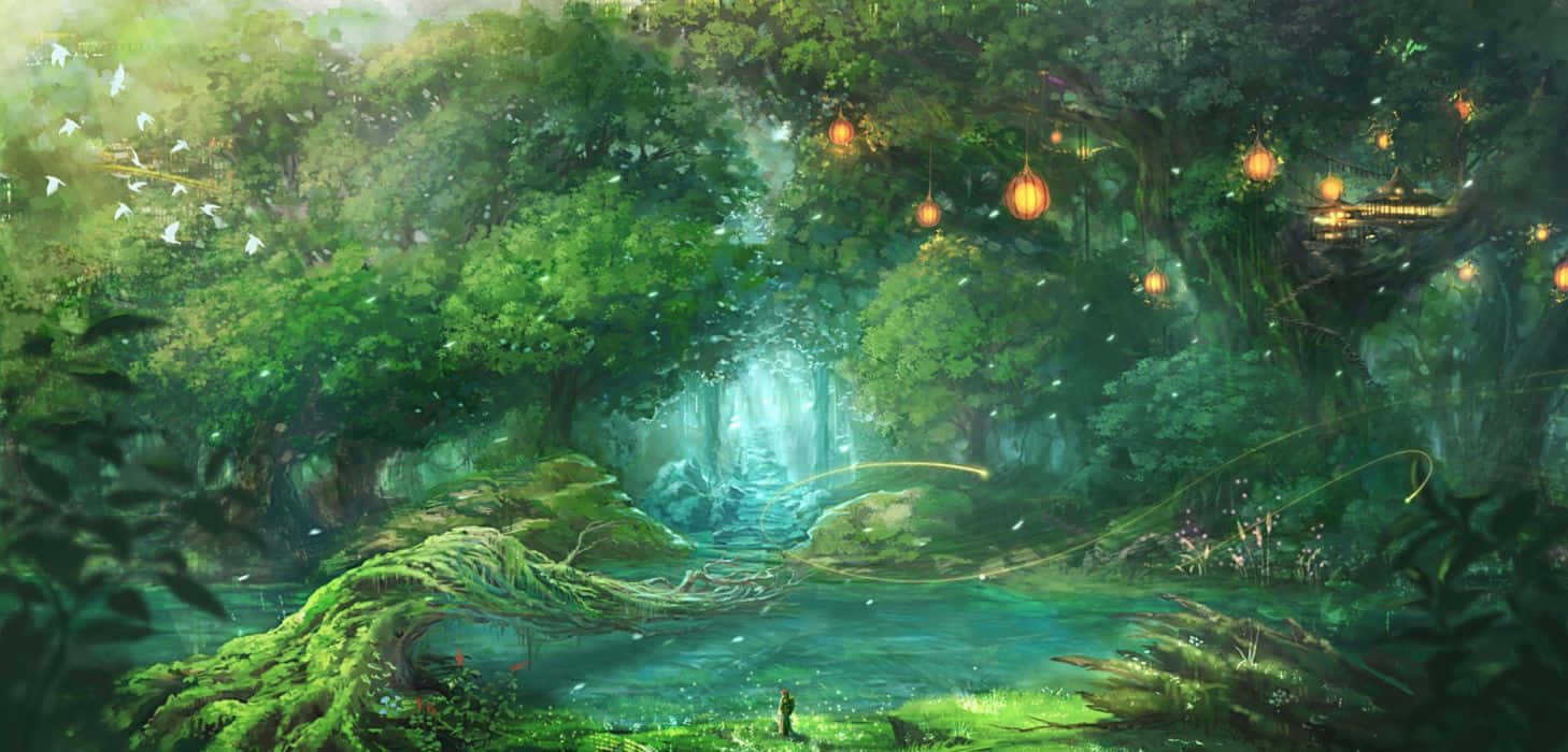 Anime Dreamy Forest Background