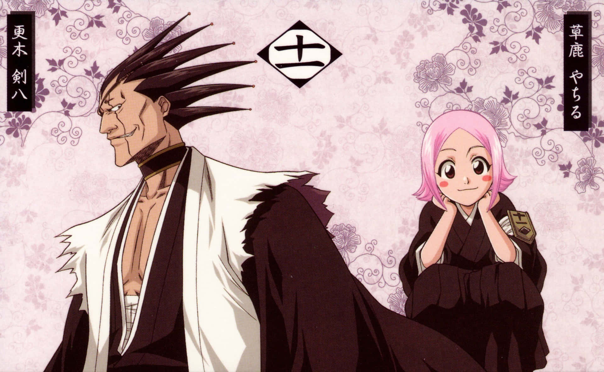 Anime Duo Pink Hair Girland Spiky Hair Man Background