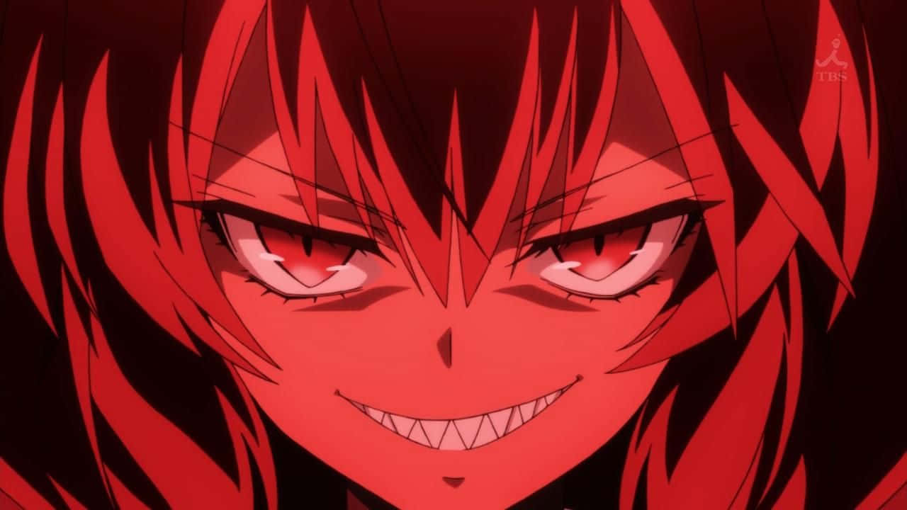 Anime Evil Grin Red Glow Background