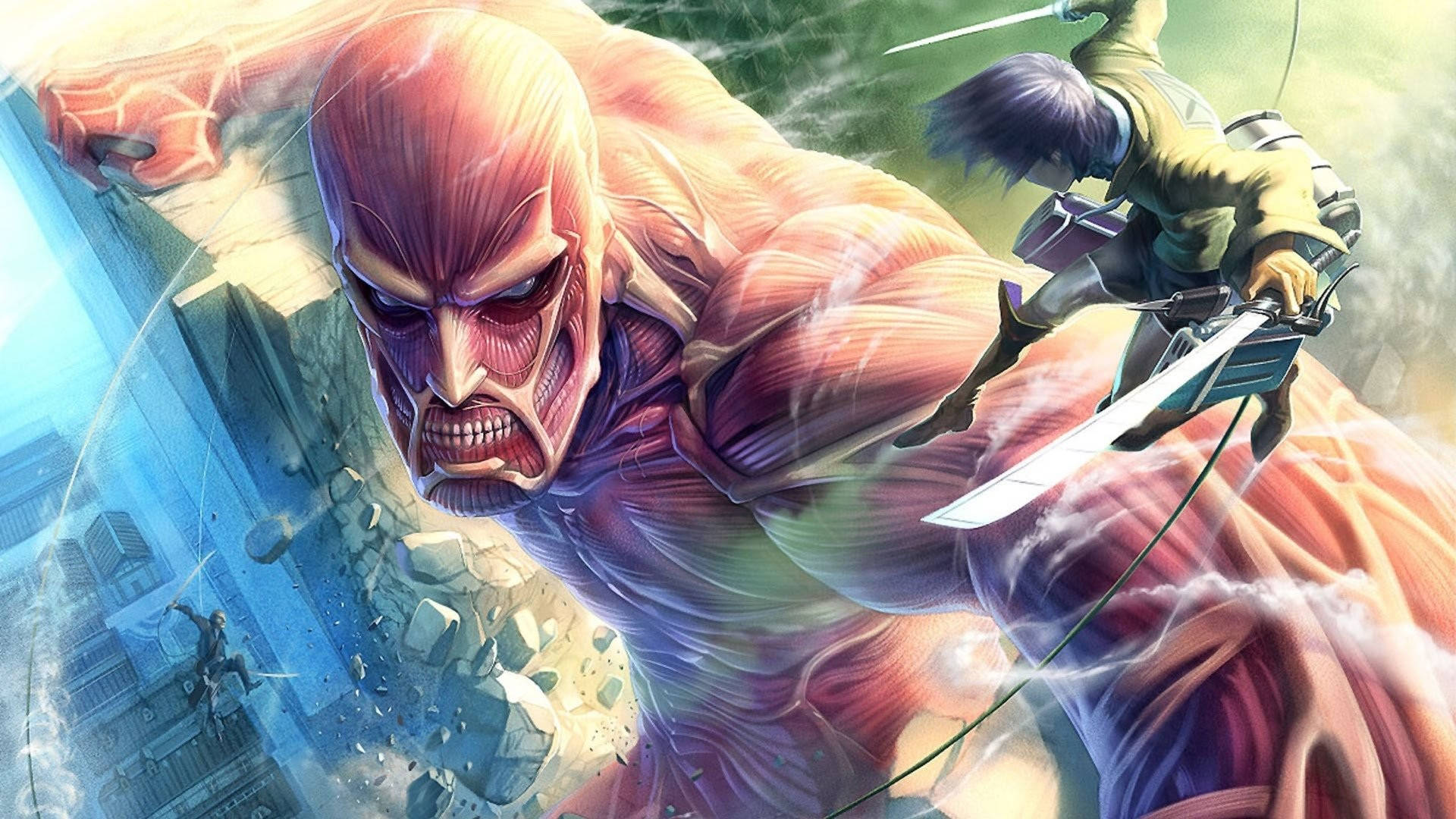 Anime Fight Eren And Titan Background