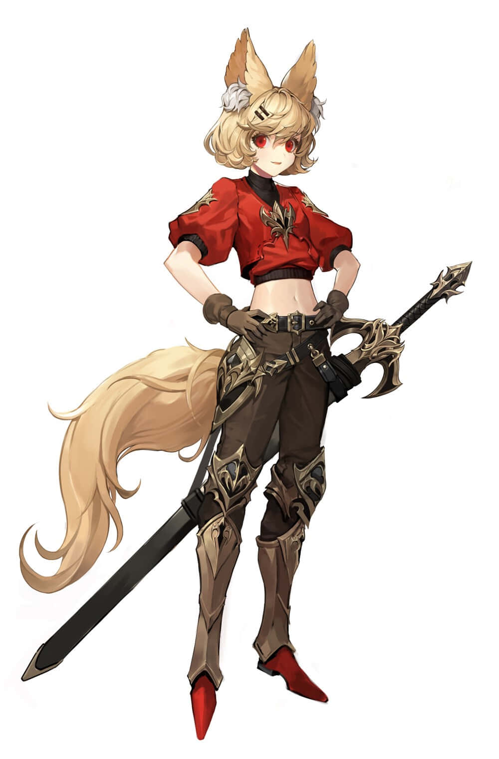 Anime Fox Girl Warriorwith Sword Background