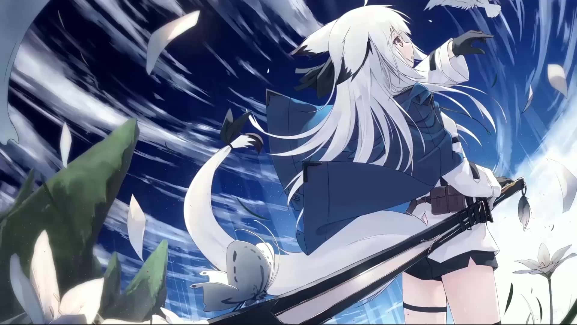 Anime Fox Girl With Sword Background