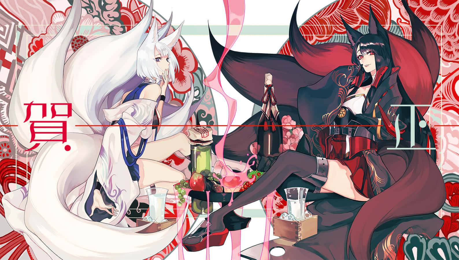 Anime_ Fox_ Girls_ Traditional_ Japanese_ Backdrop.jpg Background