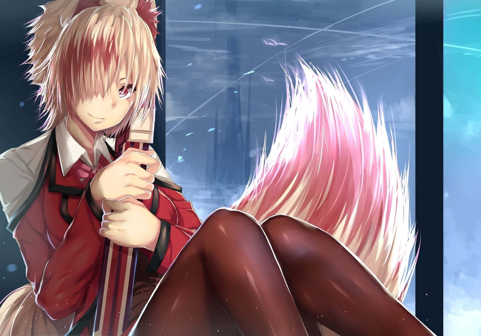 Anime Fox Girlwith Sword Background