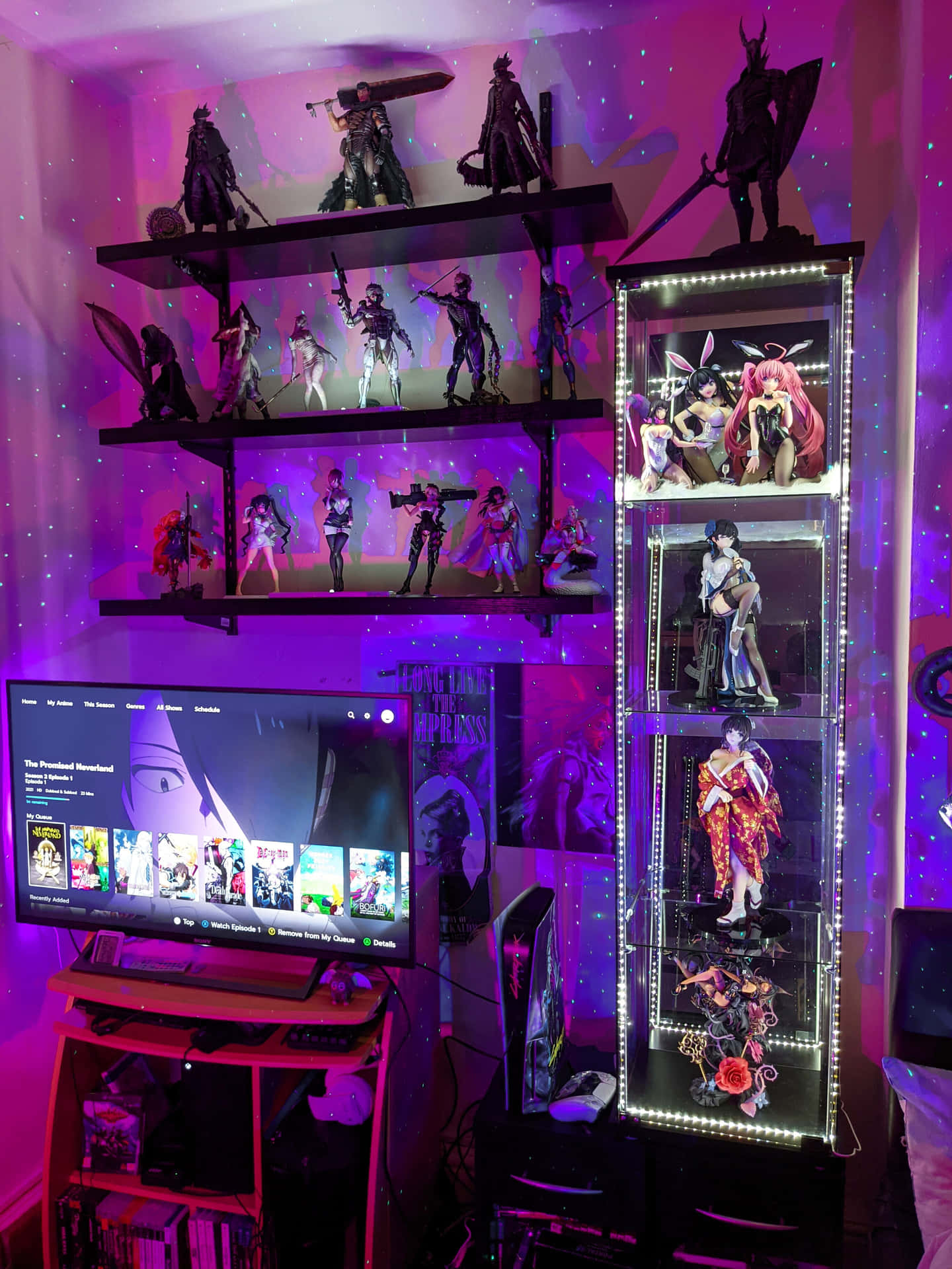 Anime Gamer Roomwith Figurine Display Background