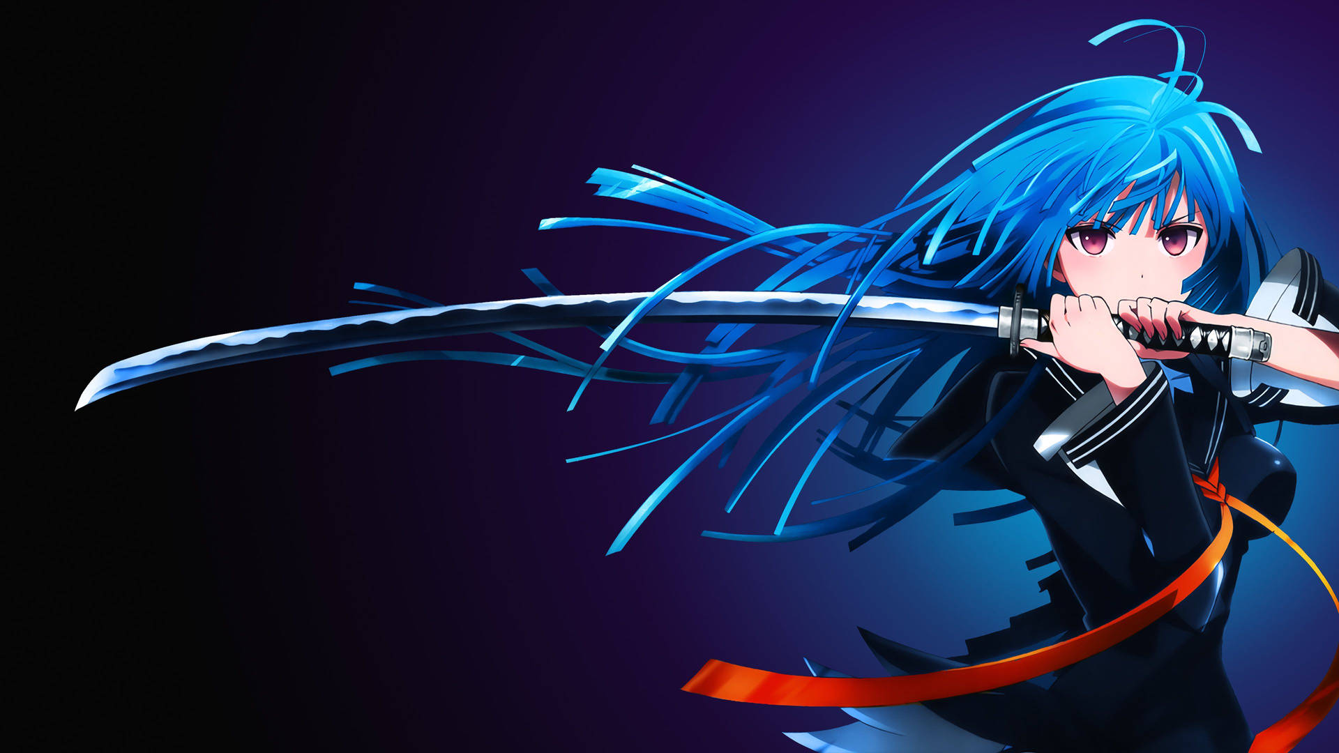 Anime Gaming Blue Blade Girl Background