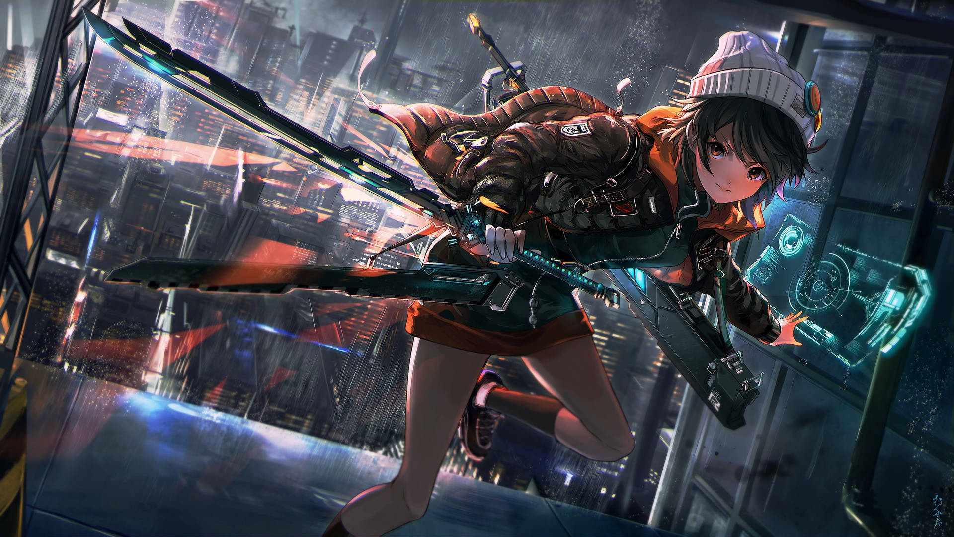 Anime Gaming Futuristic Bladed Boy Background