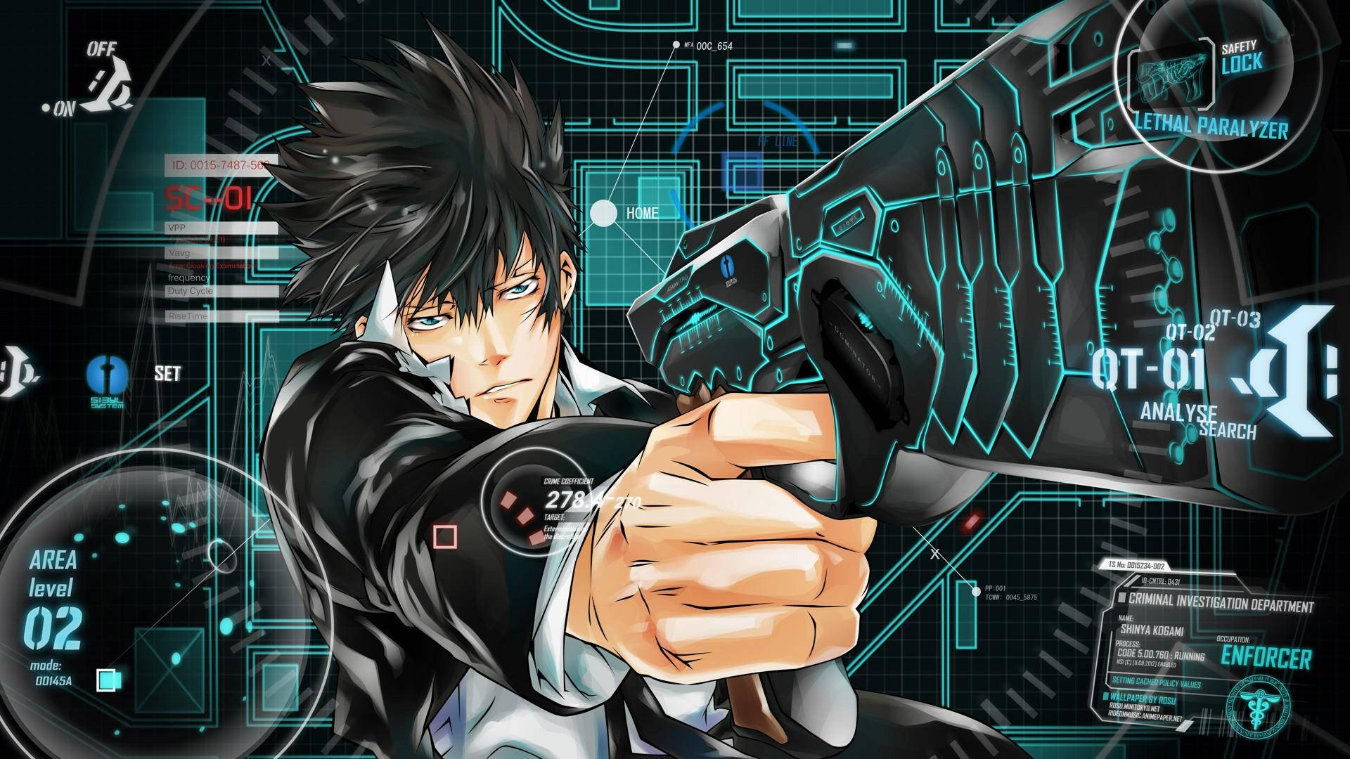 Anime Gaming Futuristic Shooting Skill Shinya Kogami Background