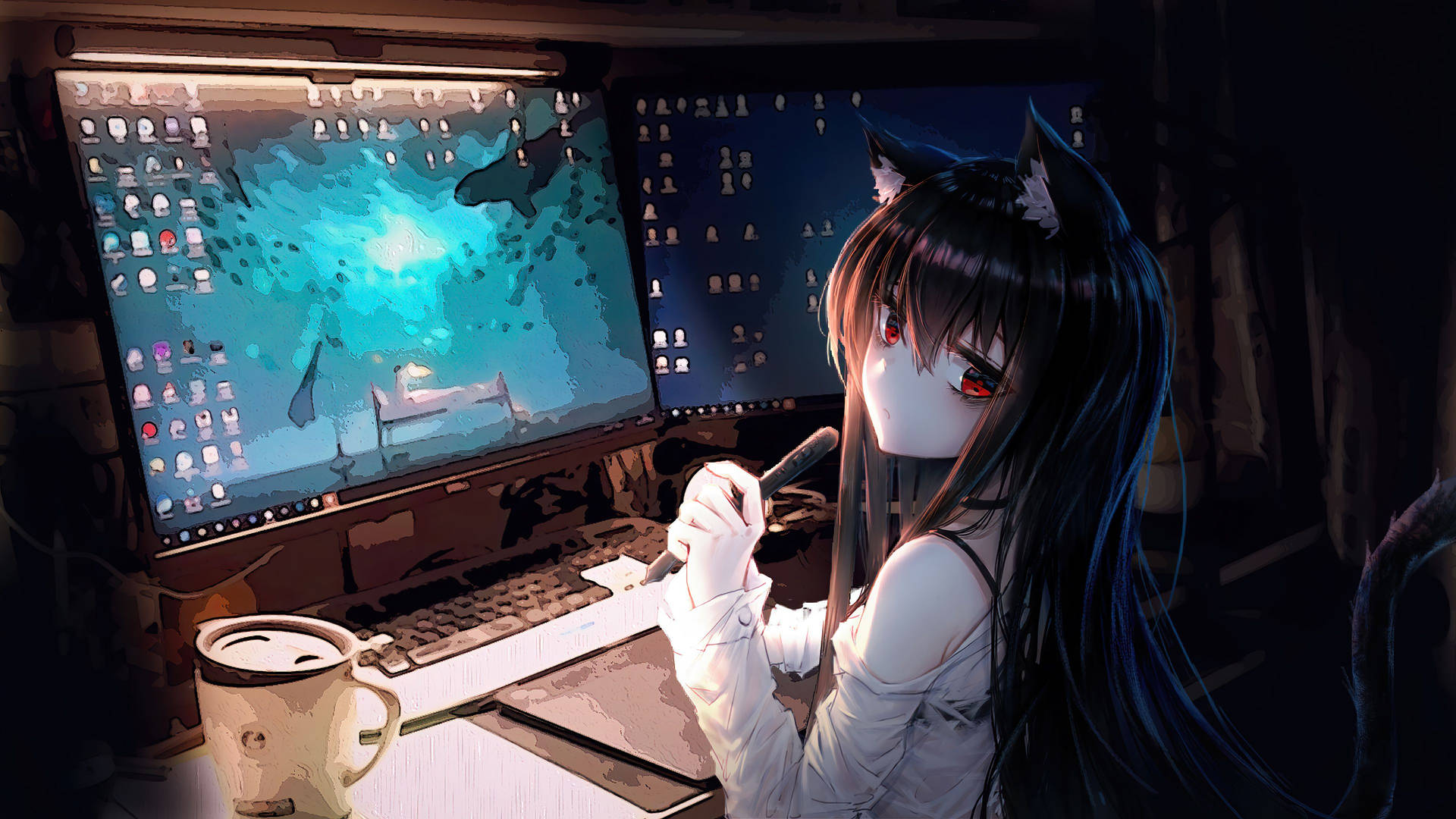 Anime Gaming Girl Streamer Background