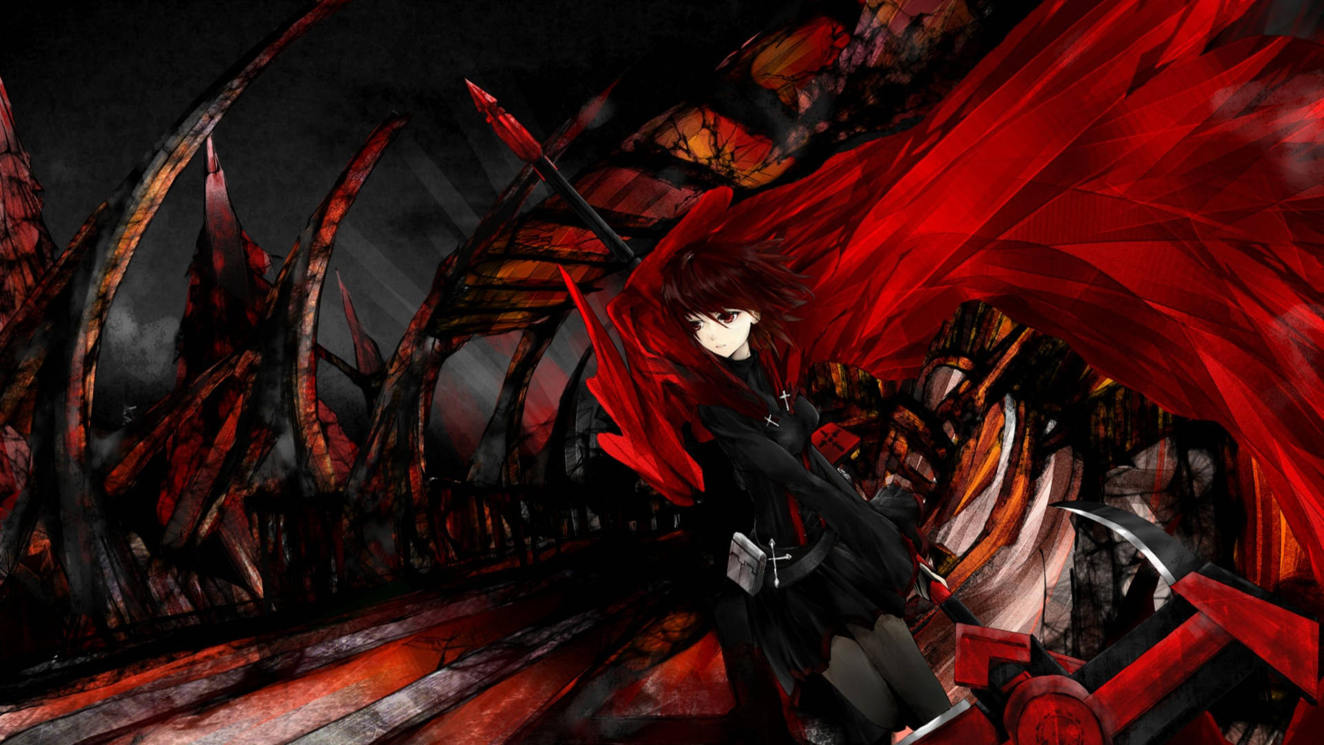 Anime Gaming Red Rwby Background