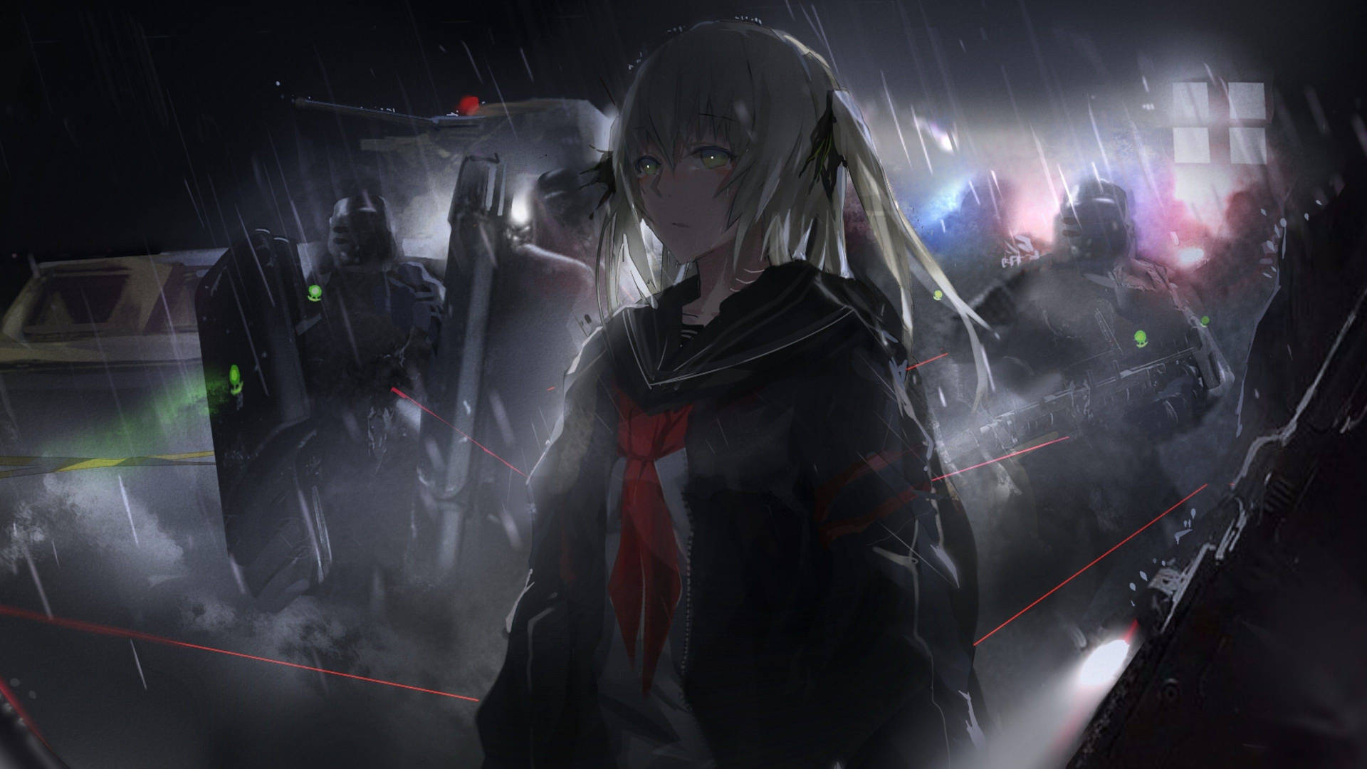 Anime Gaming Soldier Dark Girl Background