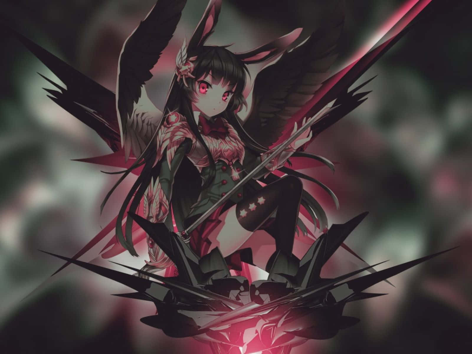 Anime Girl Black Hair 1600 X 1200 Background