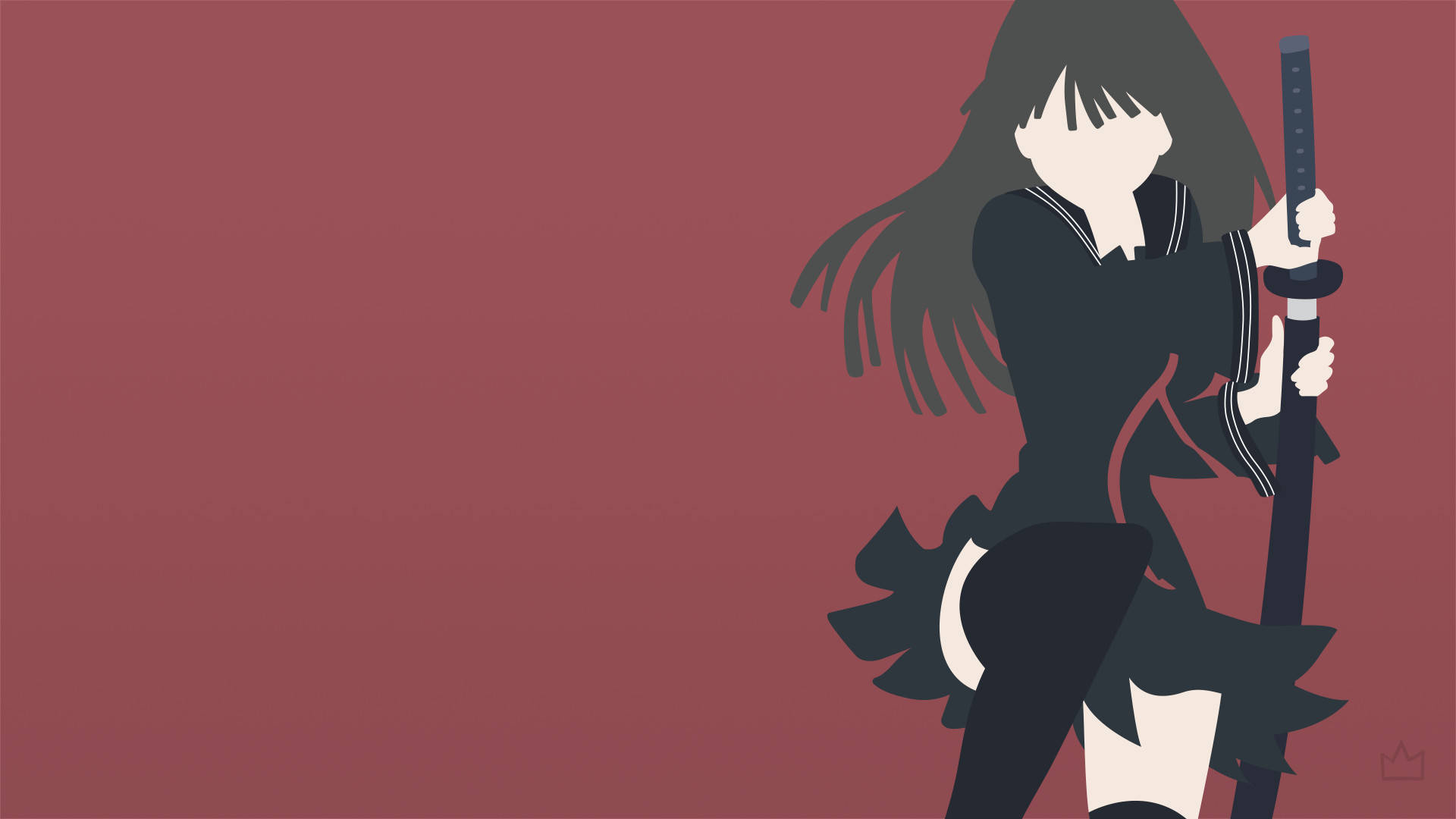 Anime Girl Black Uniform Minimalist Anime